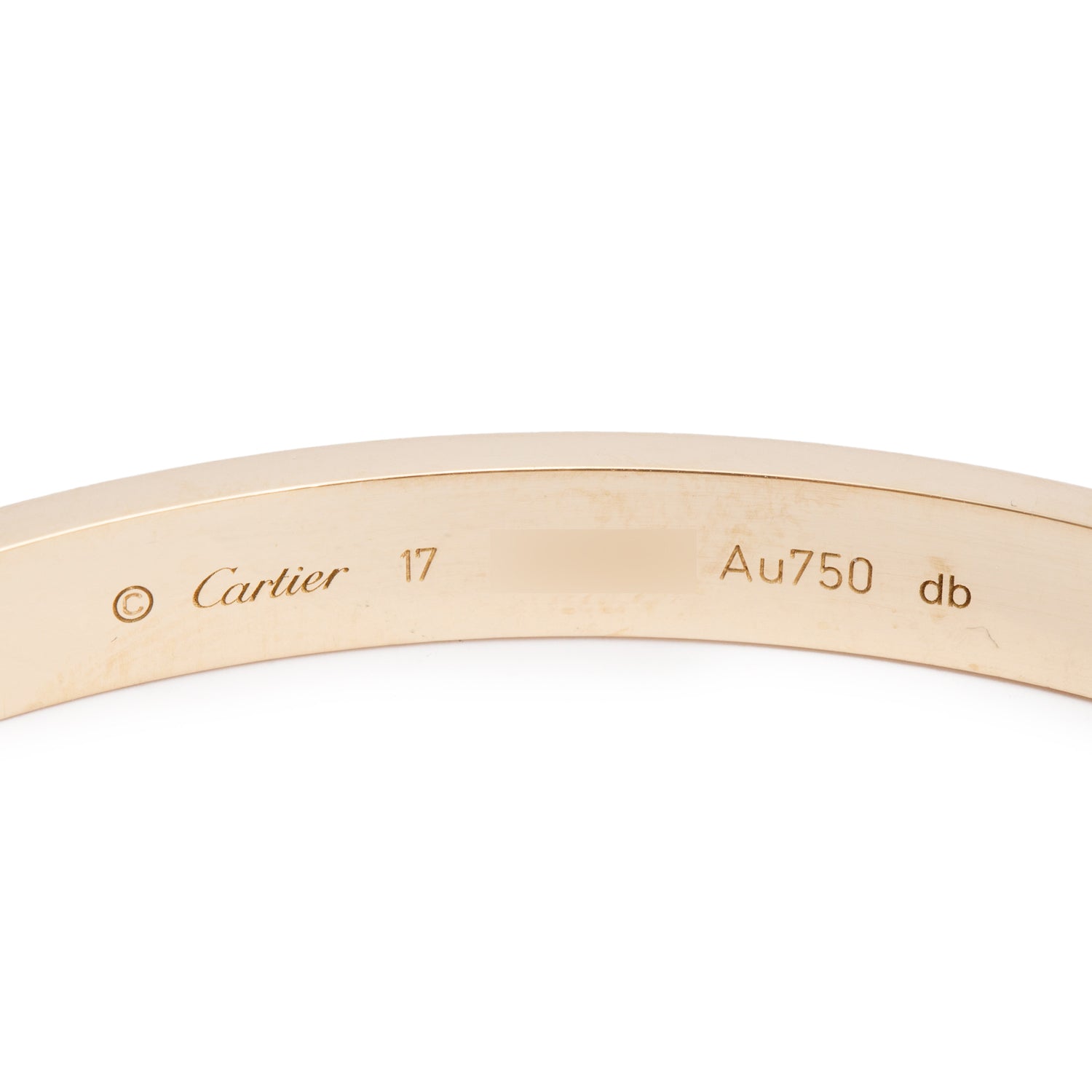 Cartier 18k Yellow Gold Love Bracelet, Classic Model, Size 17