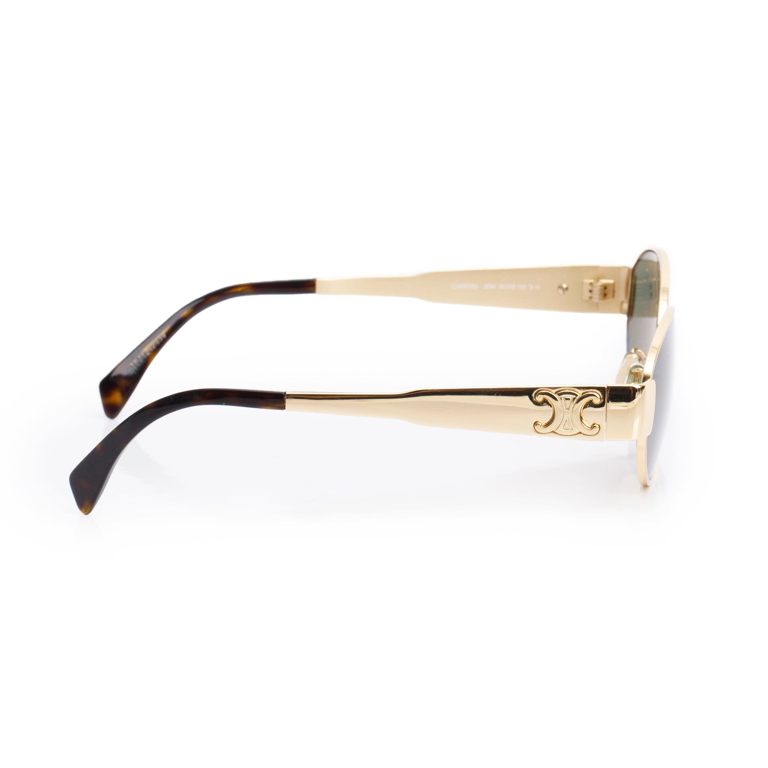 Celine CL40235U Gold Metal Oval Triomphe Sunglasses w/ Case