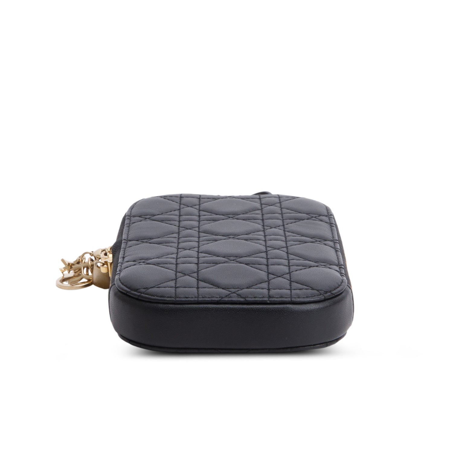 Christian Dior 2020 Black Cannage Lambskin Lady Dior Call'in Dior Phone Holder w/ Straps