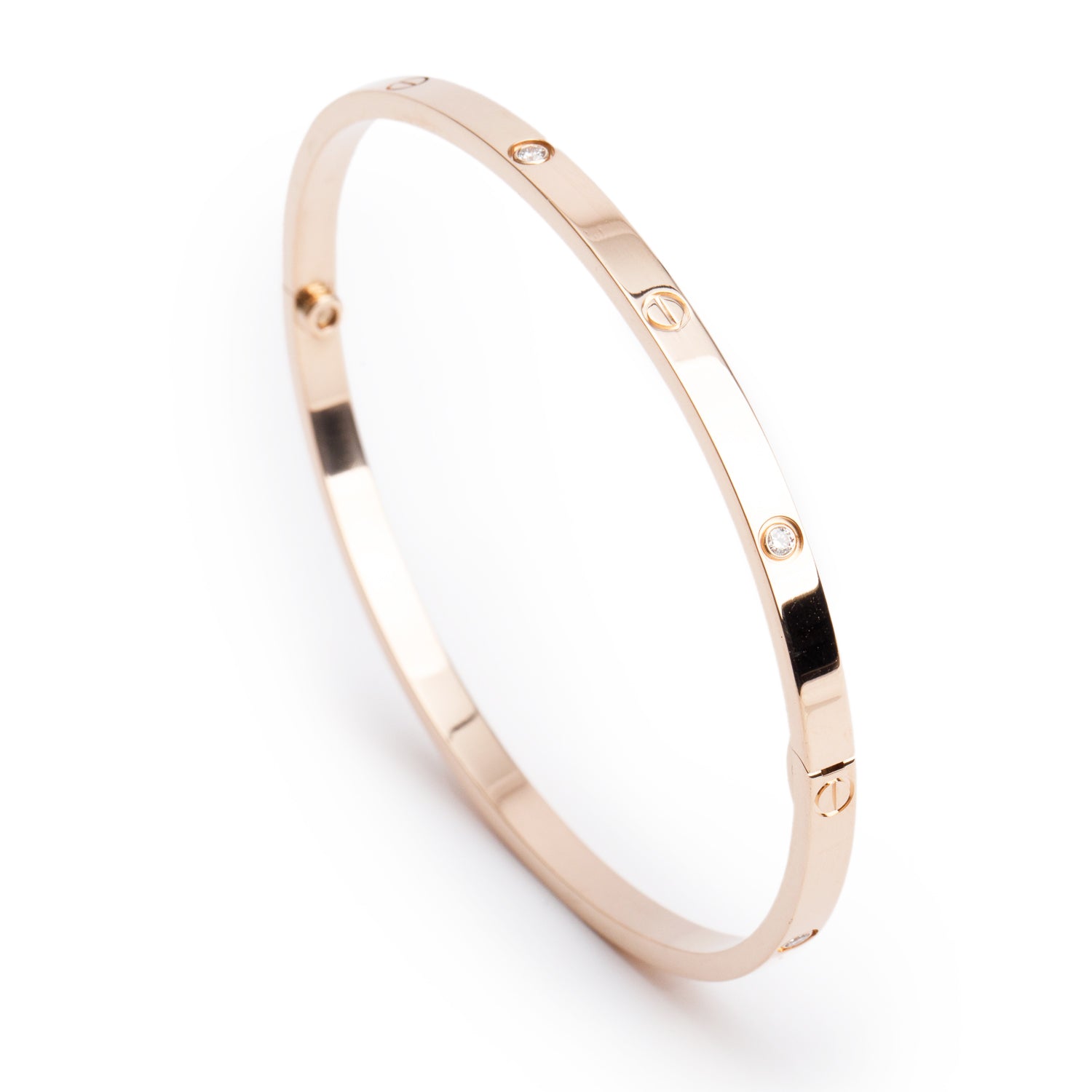 Cartier 2024 18k Rose Gold 6 Diamond Love Bracelet, Small Model, Size 19 w/ Box & Certificate