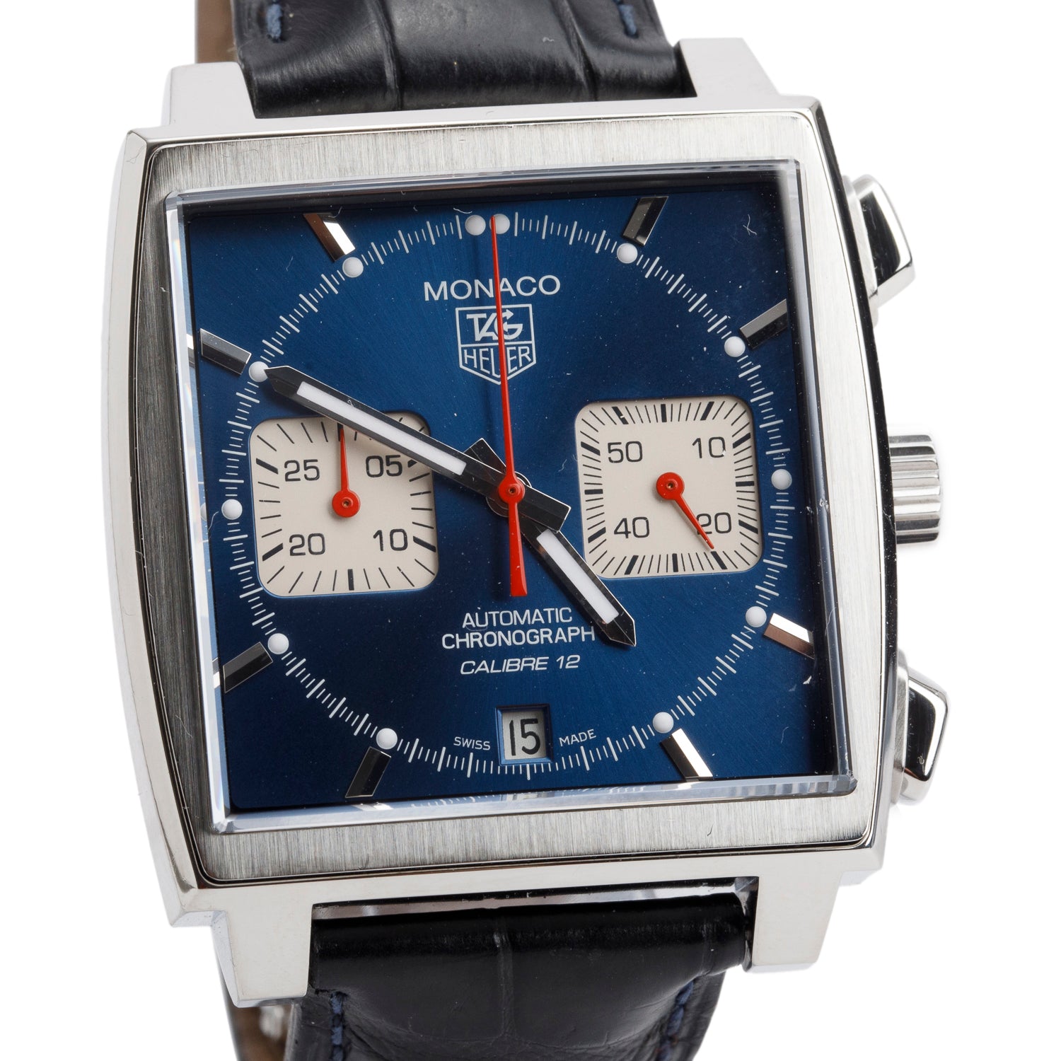 Tag Heuer Stainless Steel Monaco 39 MM Automatic Chronograph Watch CAW2111-0 w/ Box