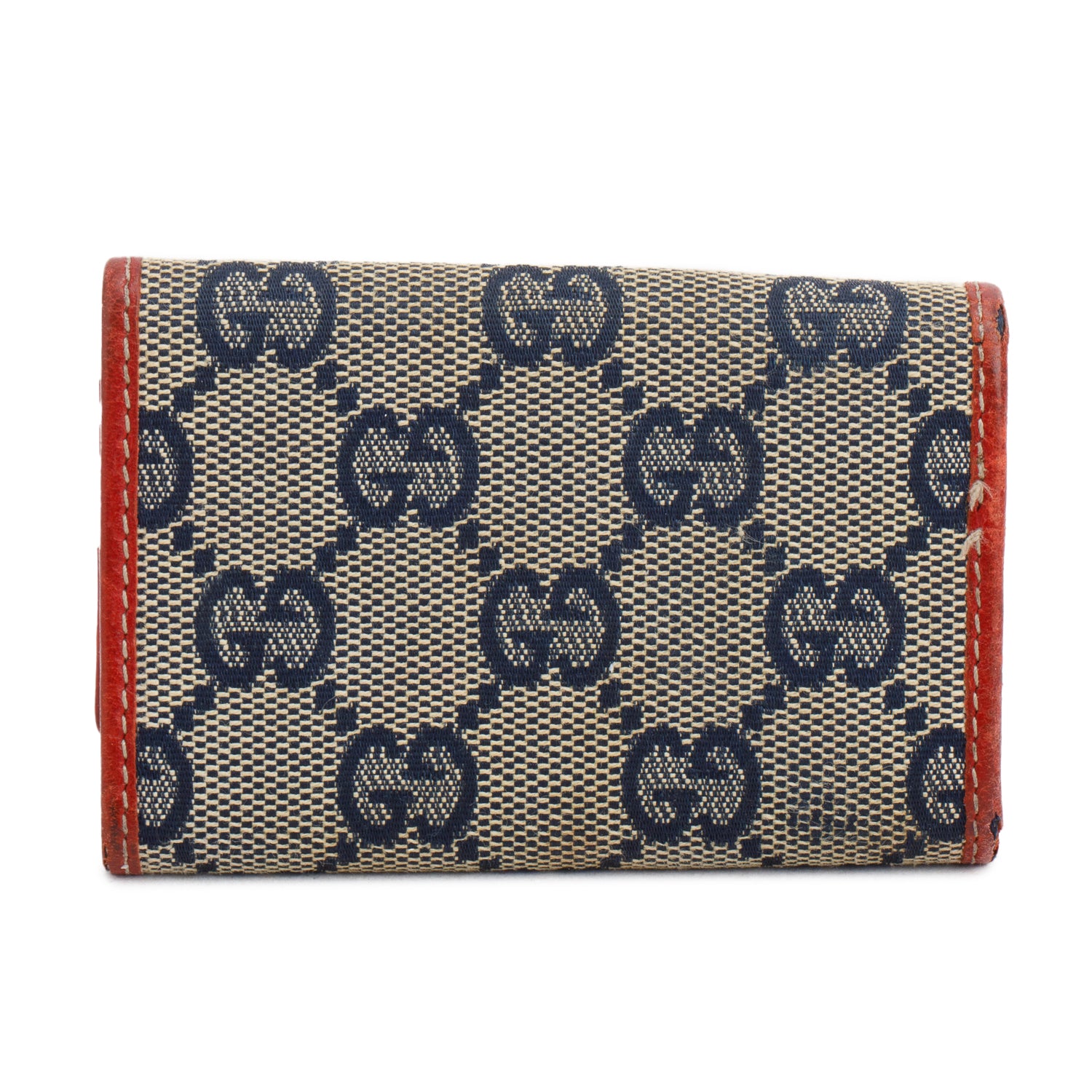 Gucci Red Dollar Calfskin GG Supreme Monogram 6 Key Holder Case