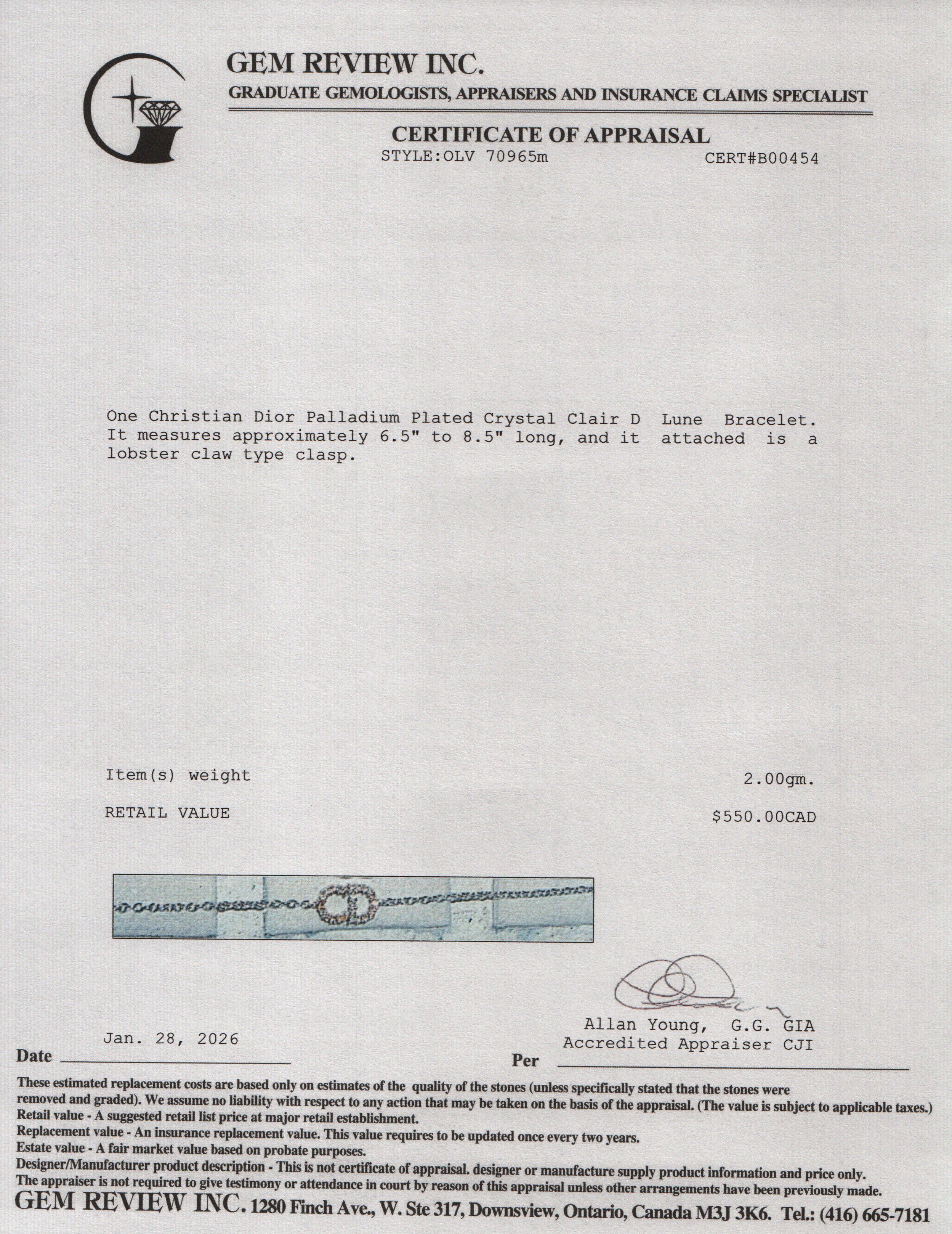 Christian Dior Palladium Plated Crystal Clair D Lune Bracelet