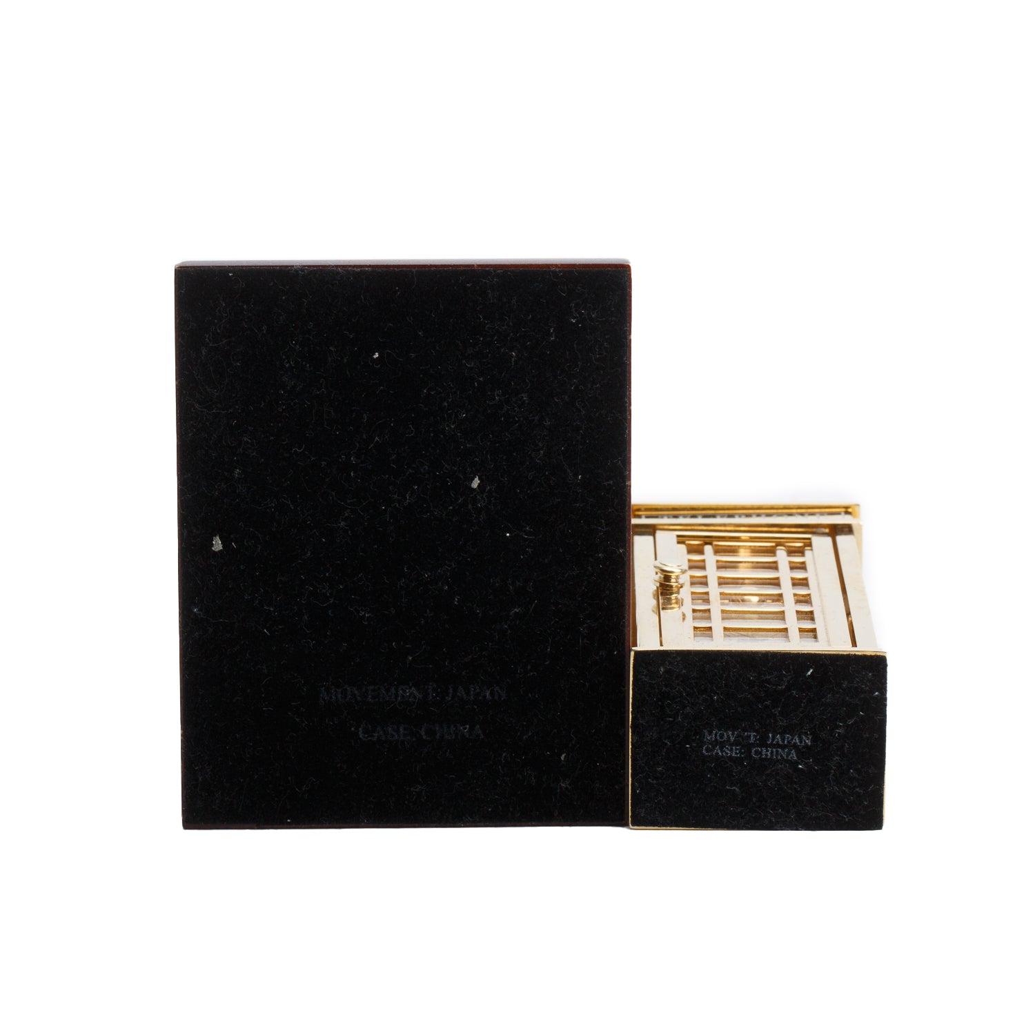 Bulova Limited Edition Gold Plated Brass Miniature British Phone Booth Desk Clock w/ Box & Papers