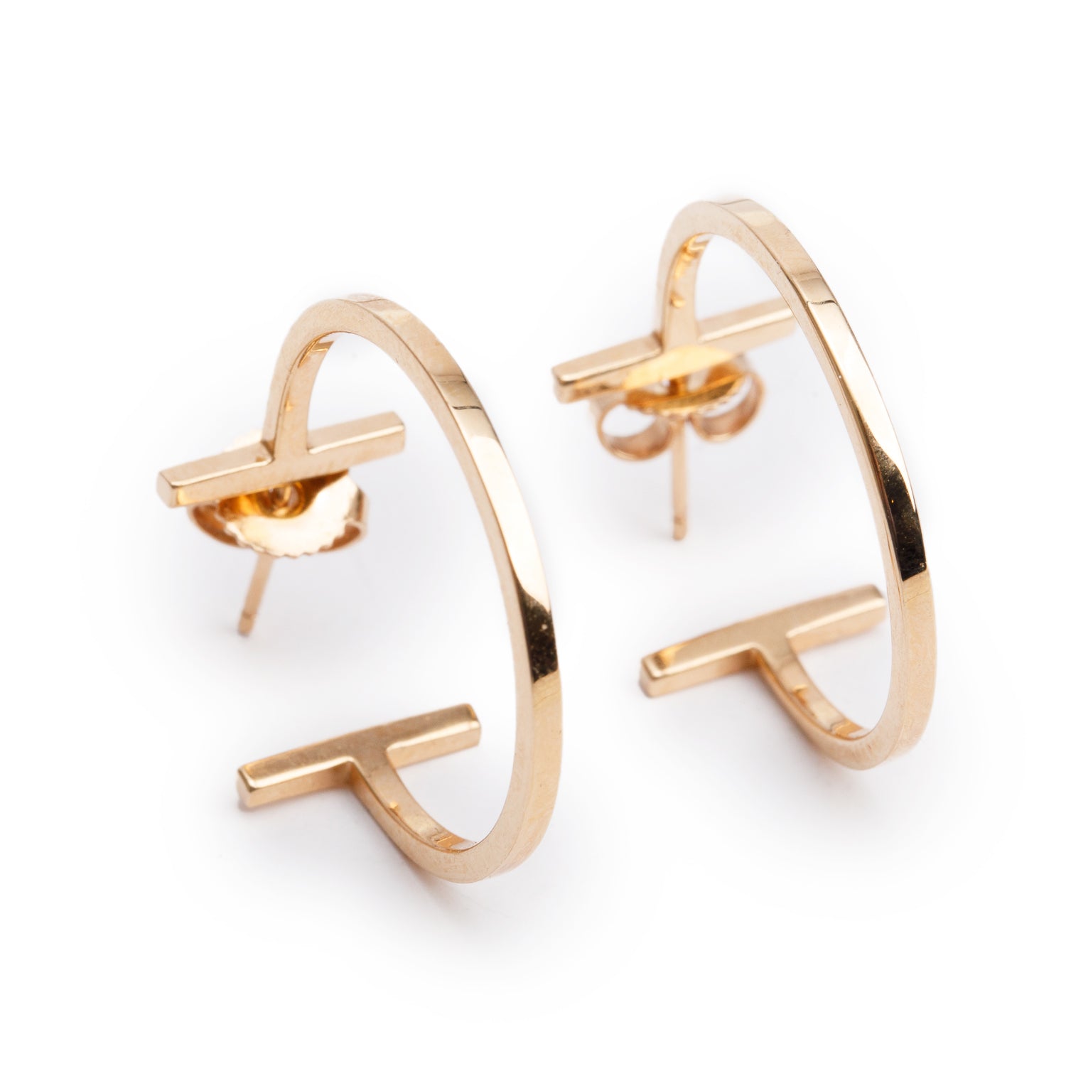 Tiffany & Co. 2025 18k Rose Gold Medium T Wire Hoop Earrings w/ Box & Receipt