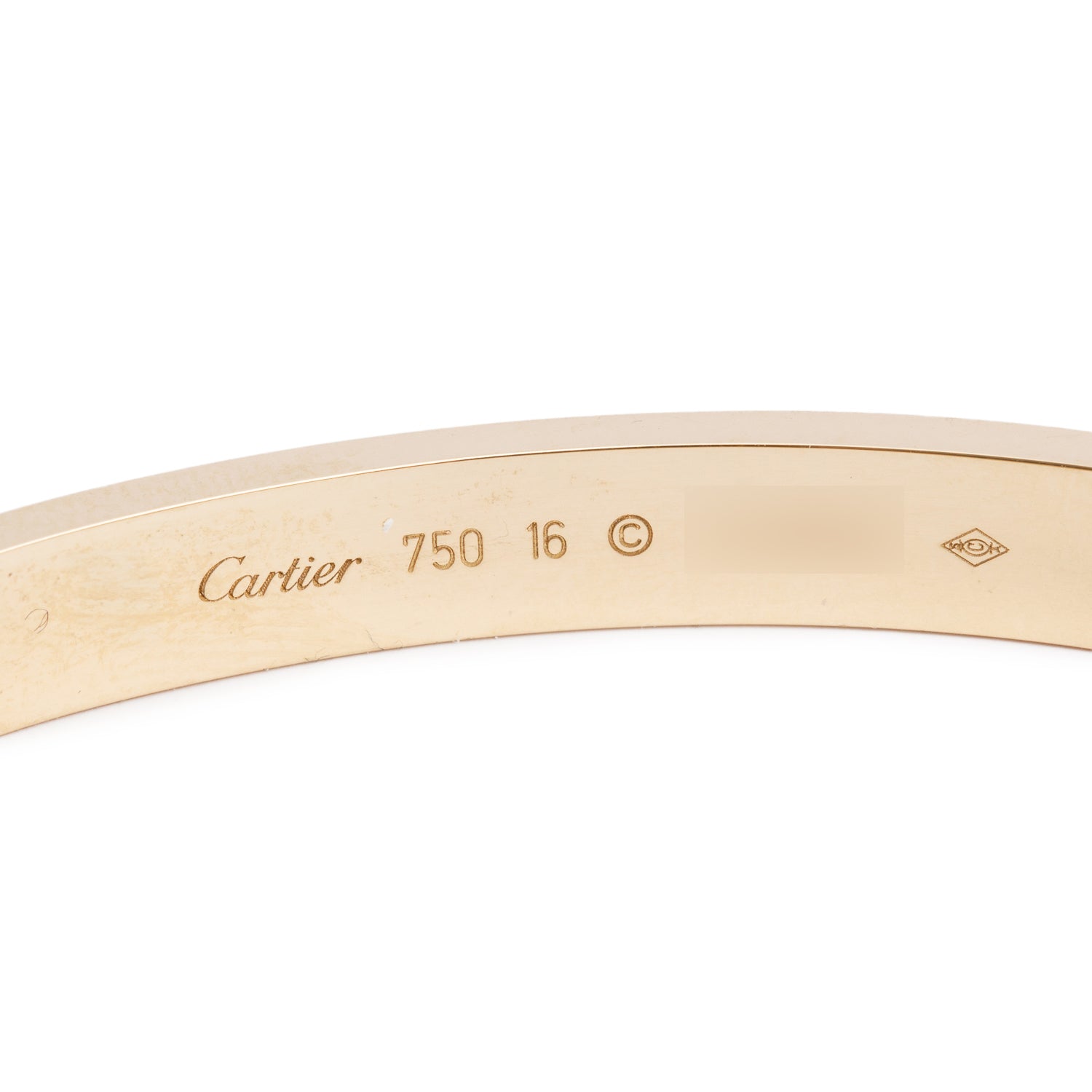 Cartier 18k Yellow Gold Love Bracelet, Classic Model, Size 16 w/ Box & Certificate