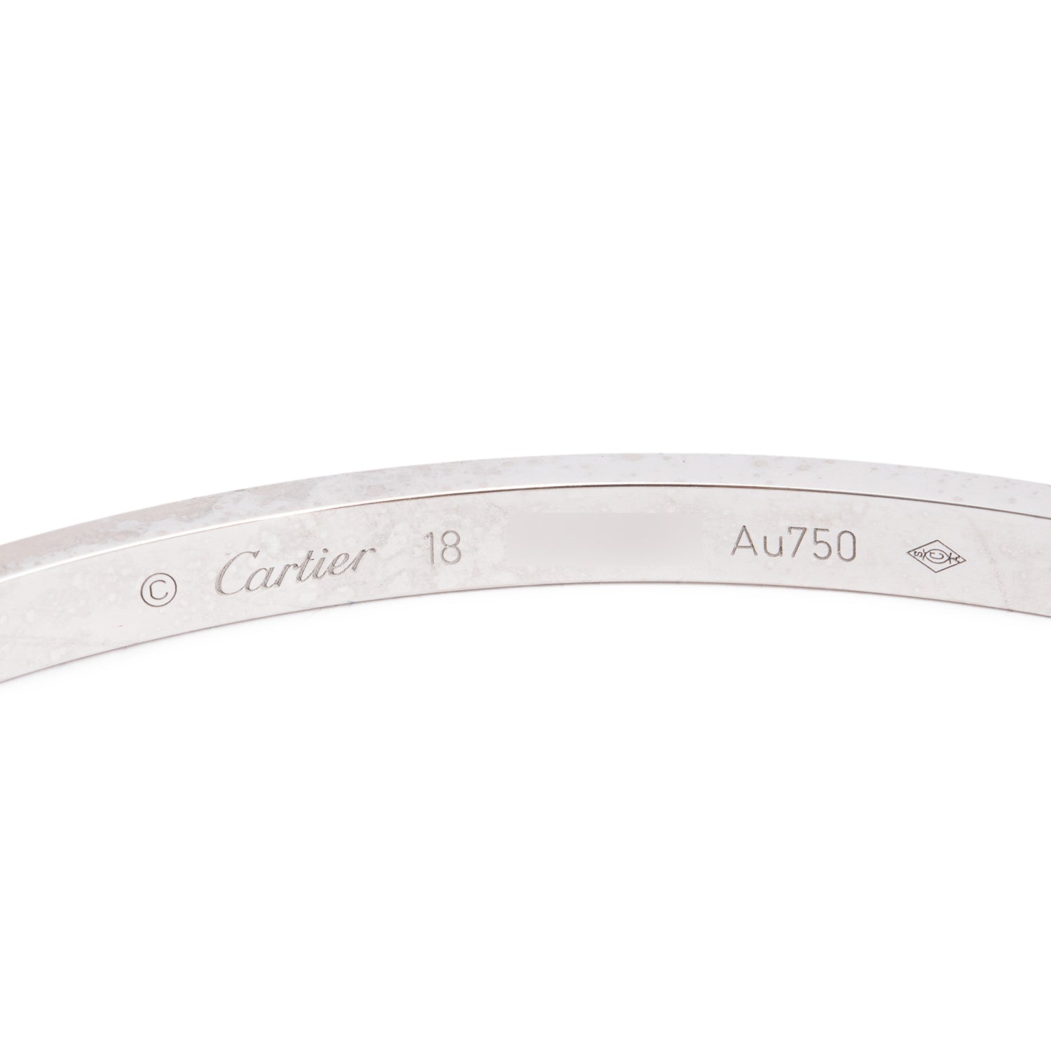 Cartier 18k White Gold 6 Diamond Love Bracelet, Small Model, Size 18 w/ Box & Certificate