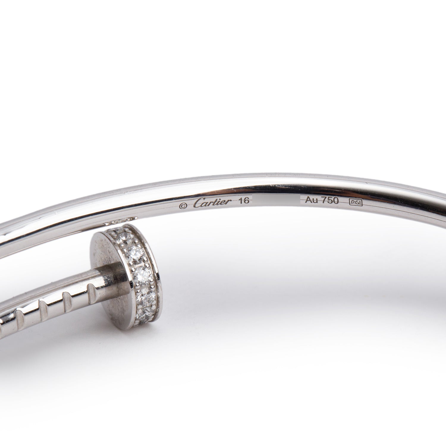Cartier 18k White Gold Juste Un Clou Diamond Bracelet, Small Model, Size 16