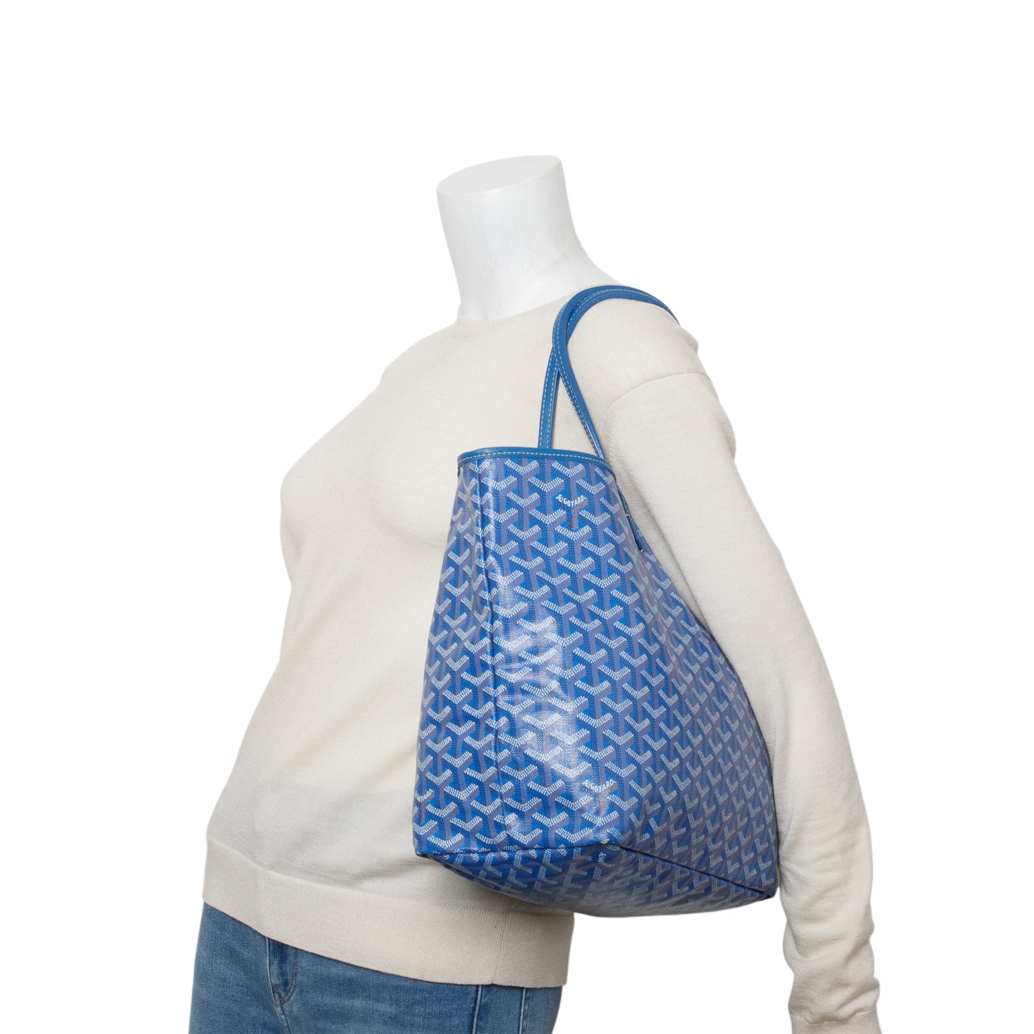 Goyard 2022 Blue Goyardine Saint Louis PM w/ Pouch