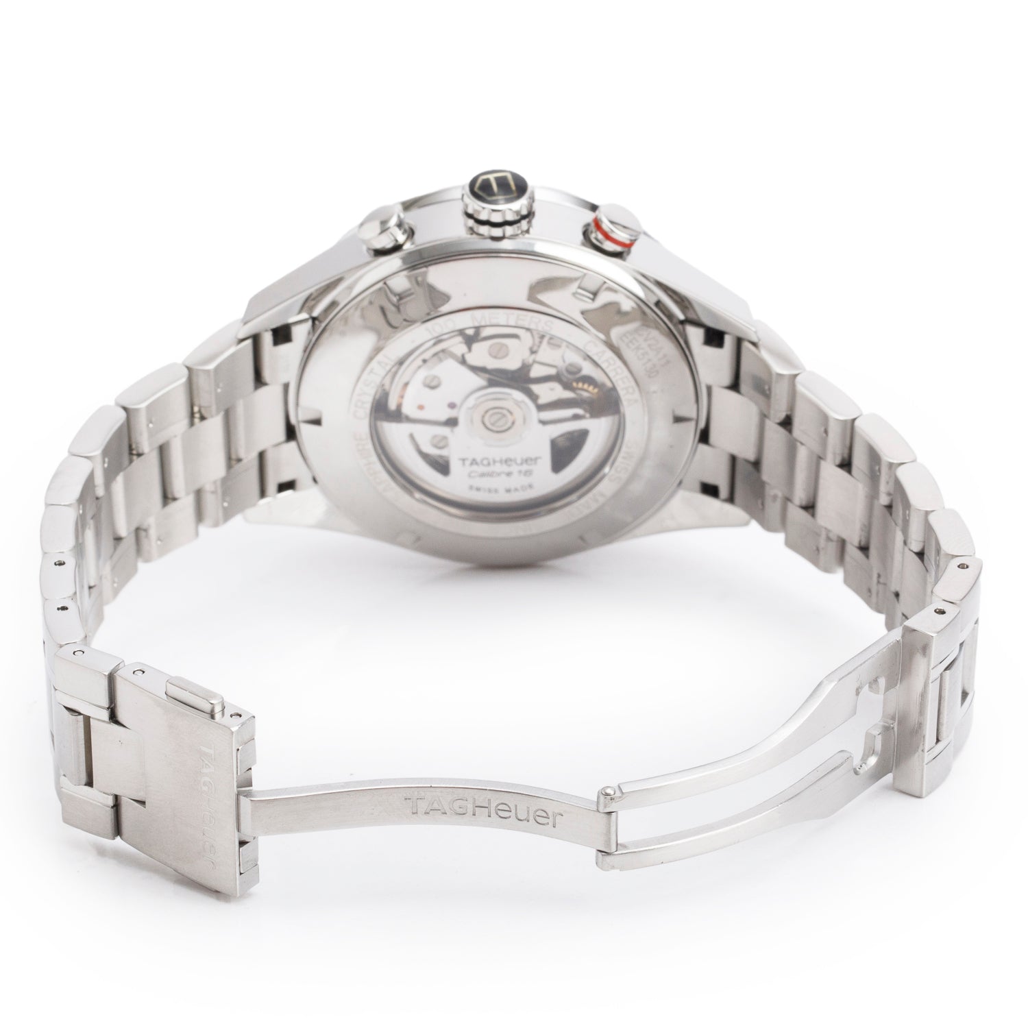 Tag Heuer Stainless Steel Carrera Day Date 43 MM Automatic Chronograph Watch White Dial CV2A11