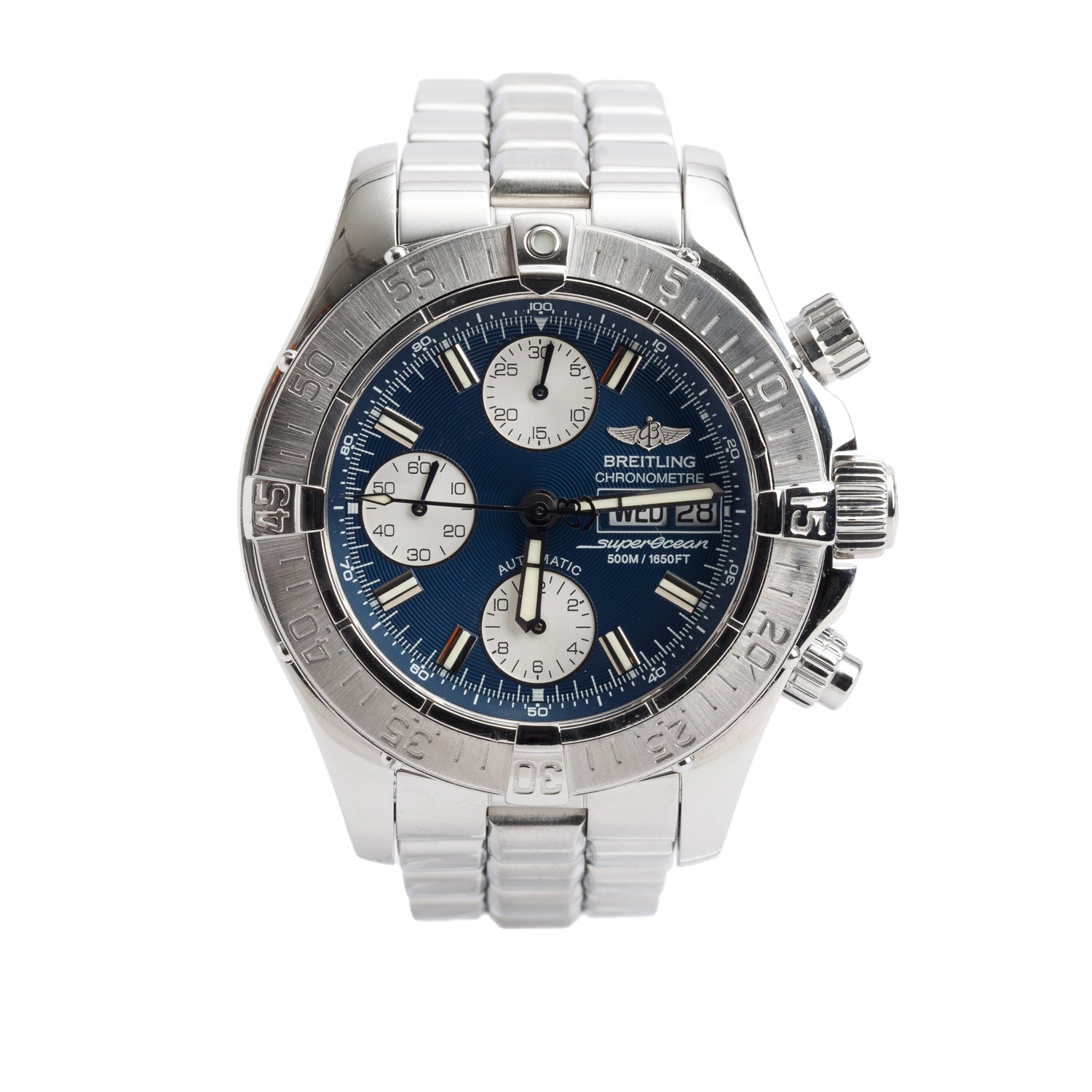 Breitling Stainless Steel Superocean Chronograph II 42 MM Automatic Watch Blue Dial A13340