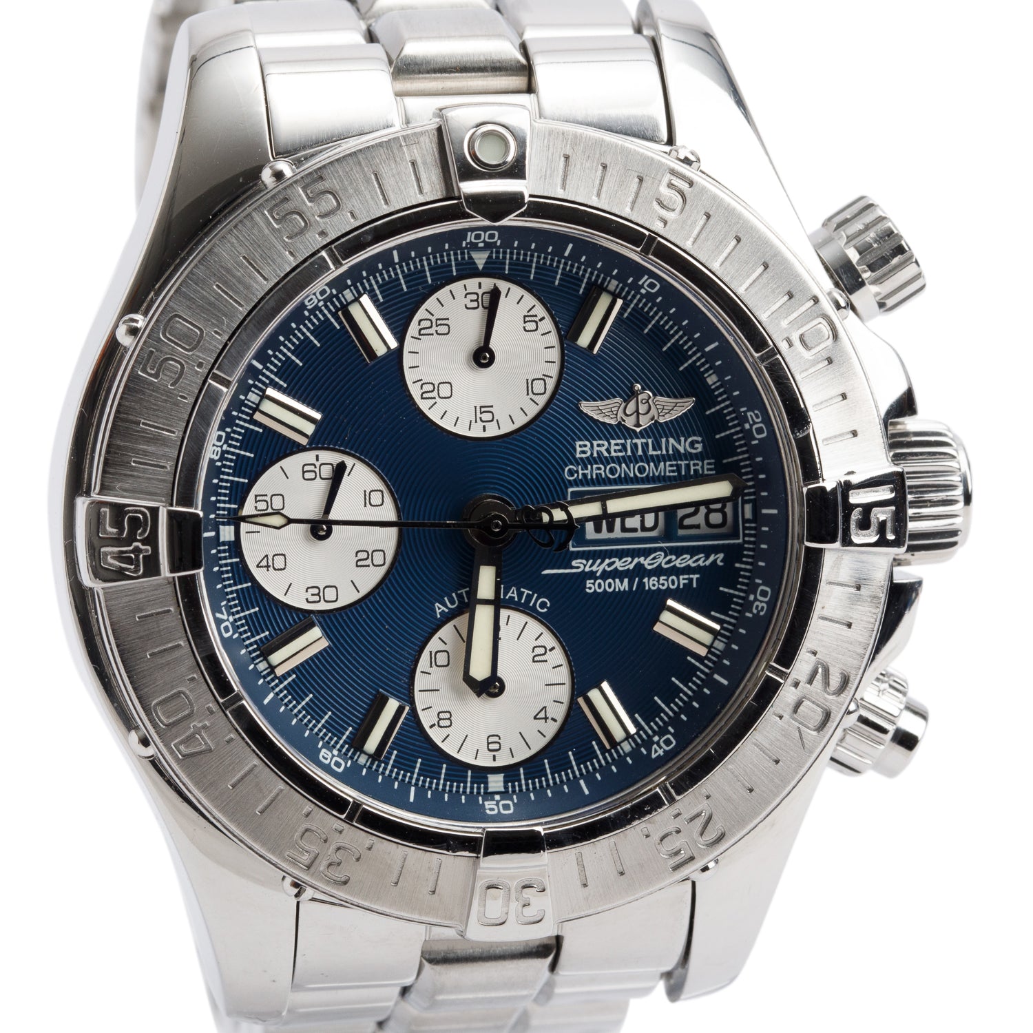 Breitling Stainless Steel Superocean Chronograph II 42 MM Automatic Watch Blue Dial A13340