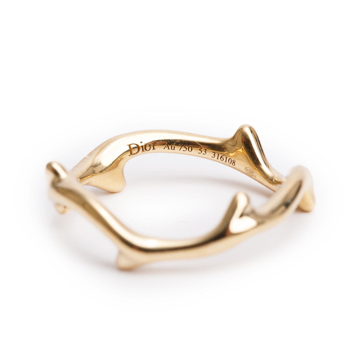 Christian Dior 18k Yellow Gold Bois De Rose Ring, Size 53 6.25