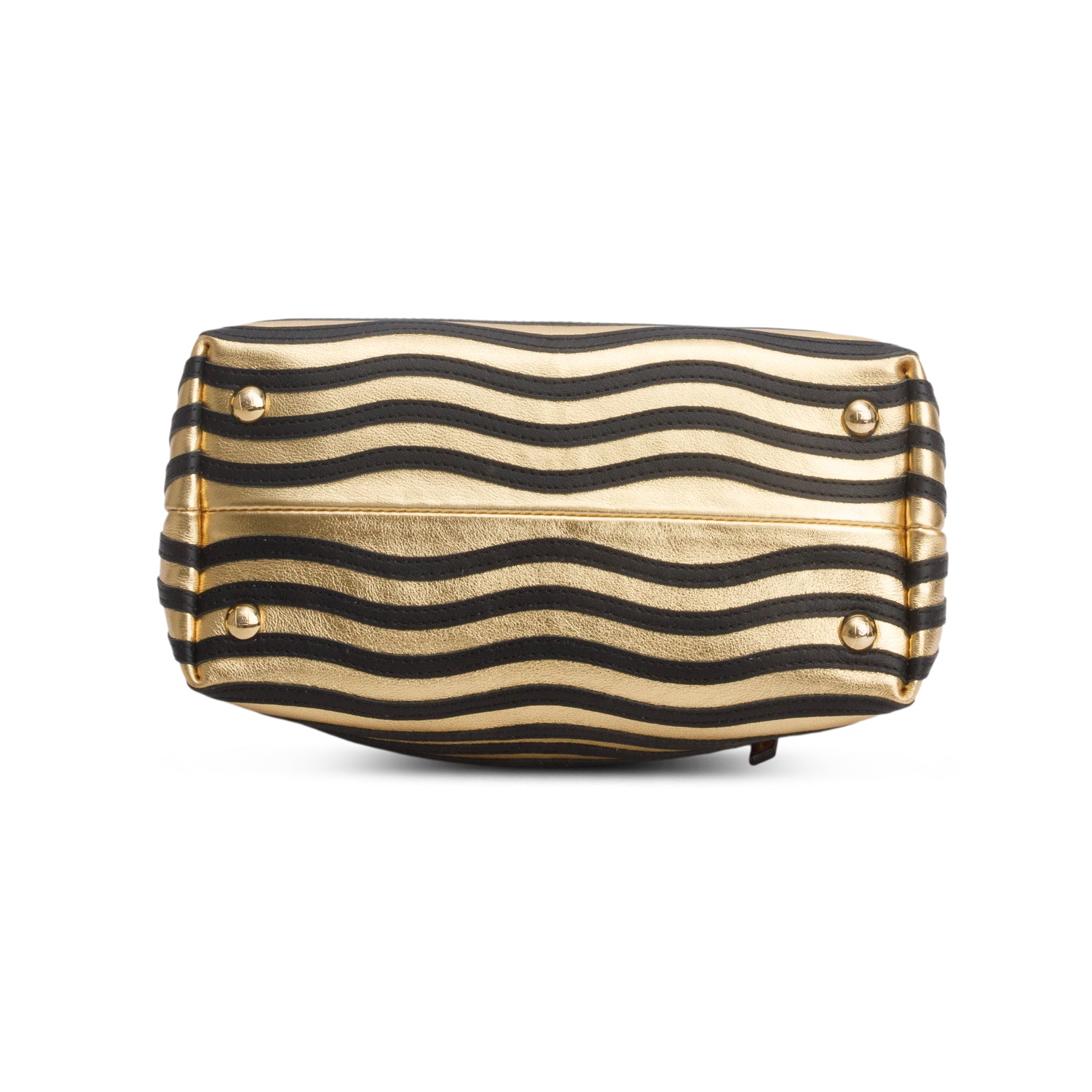Fendi Gold/Black Striped Leather Small Hypnotic Dotcom Bag w/ Strap
