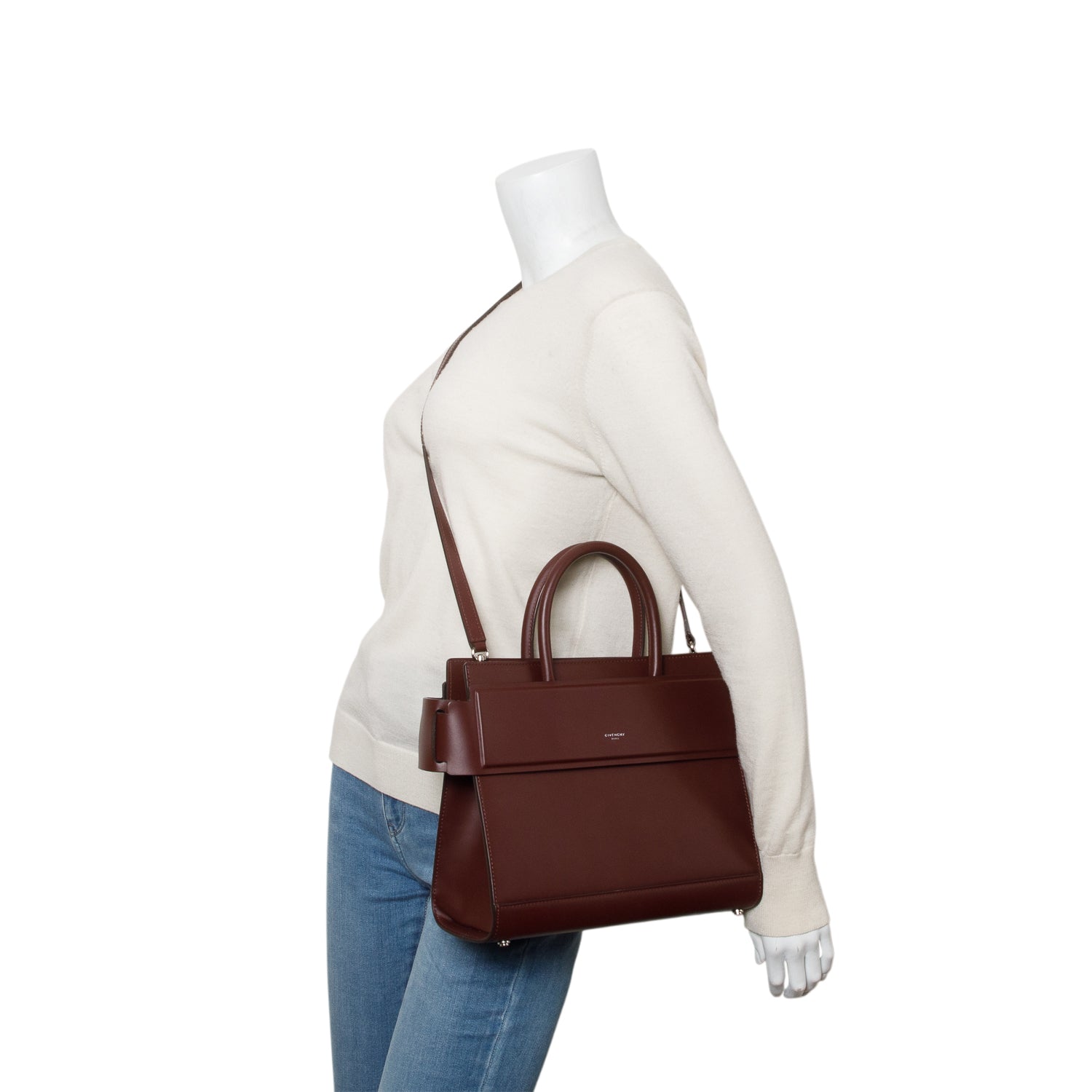 Givenchy Burgundy Small Smooth Leather Horizon Satchel w/ Strap