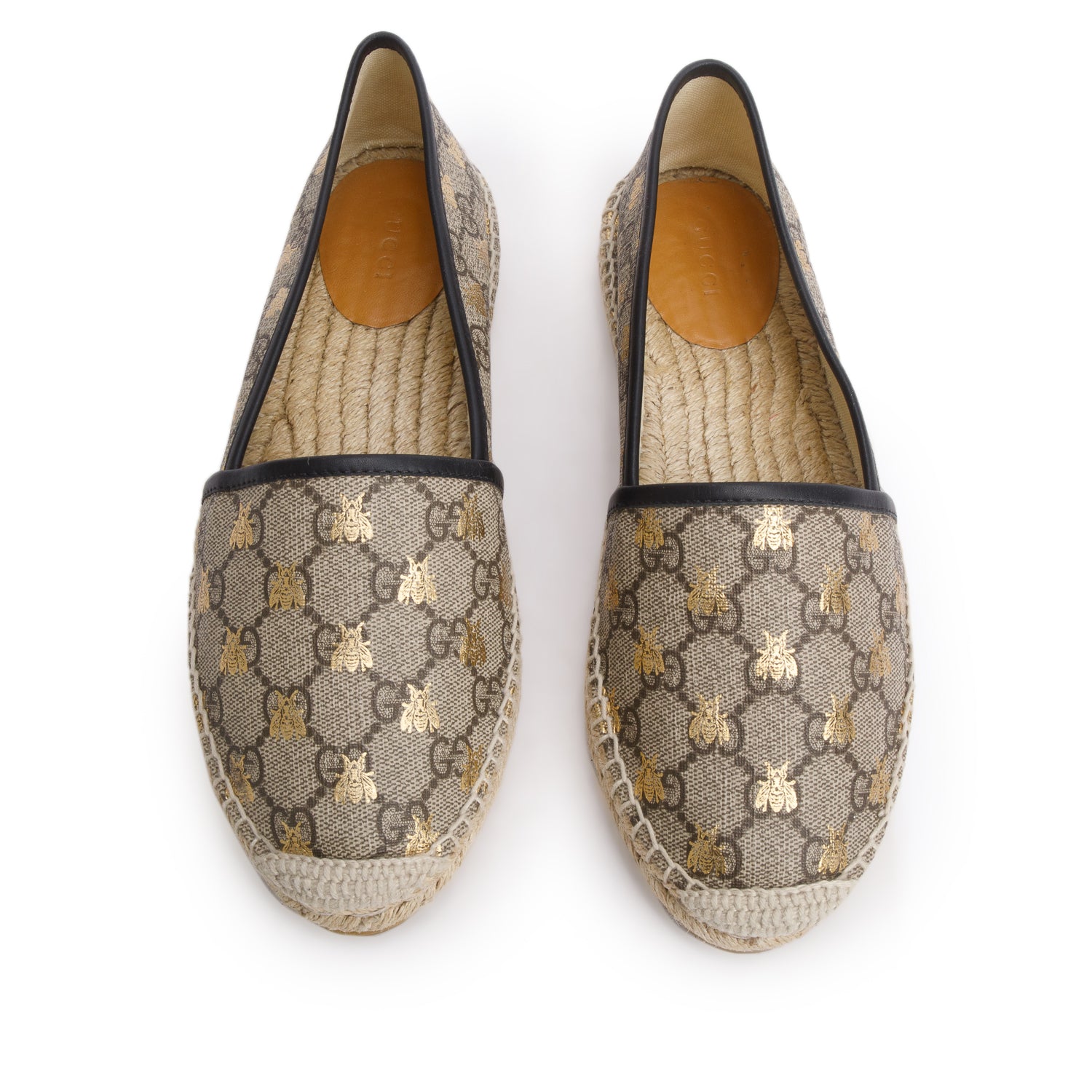 Gucci GG Supreme Monogram Bees Espadrille Flats, Women's Size 38.5