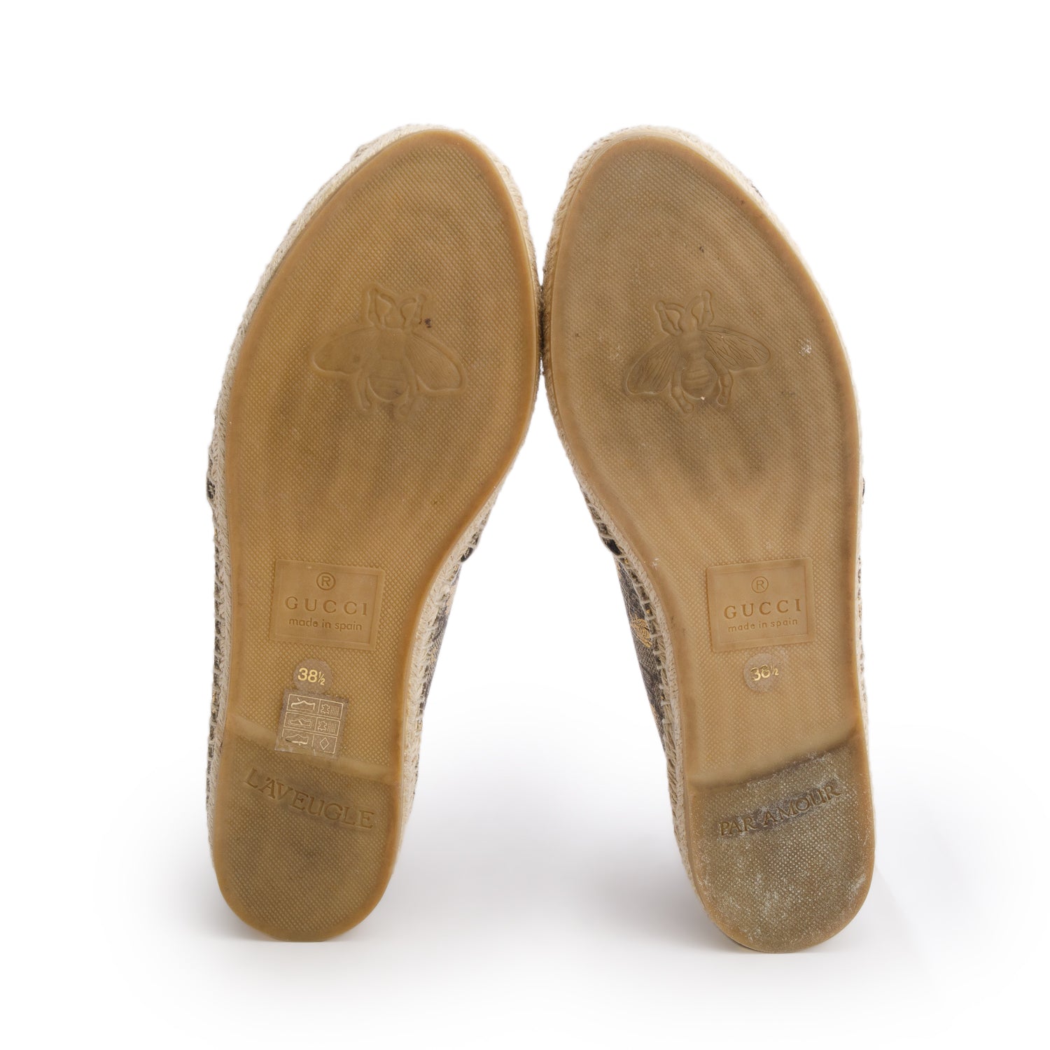 Gucci GG Supreme Monogram Bees Espadrille Flats, Women's Size 38.5