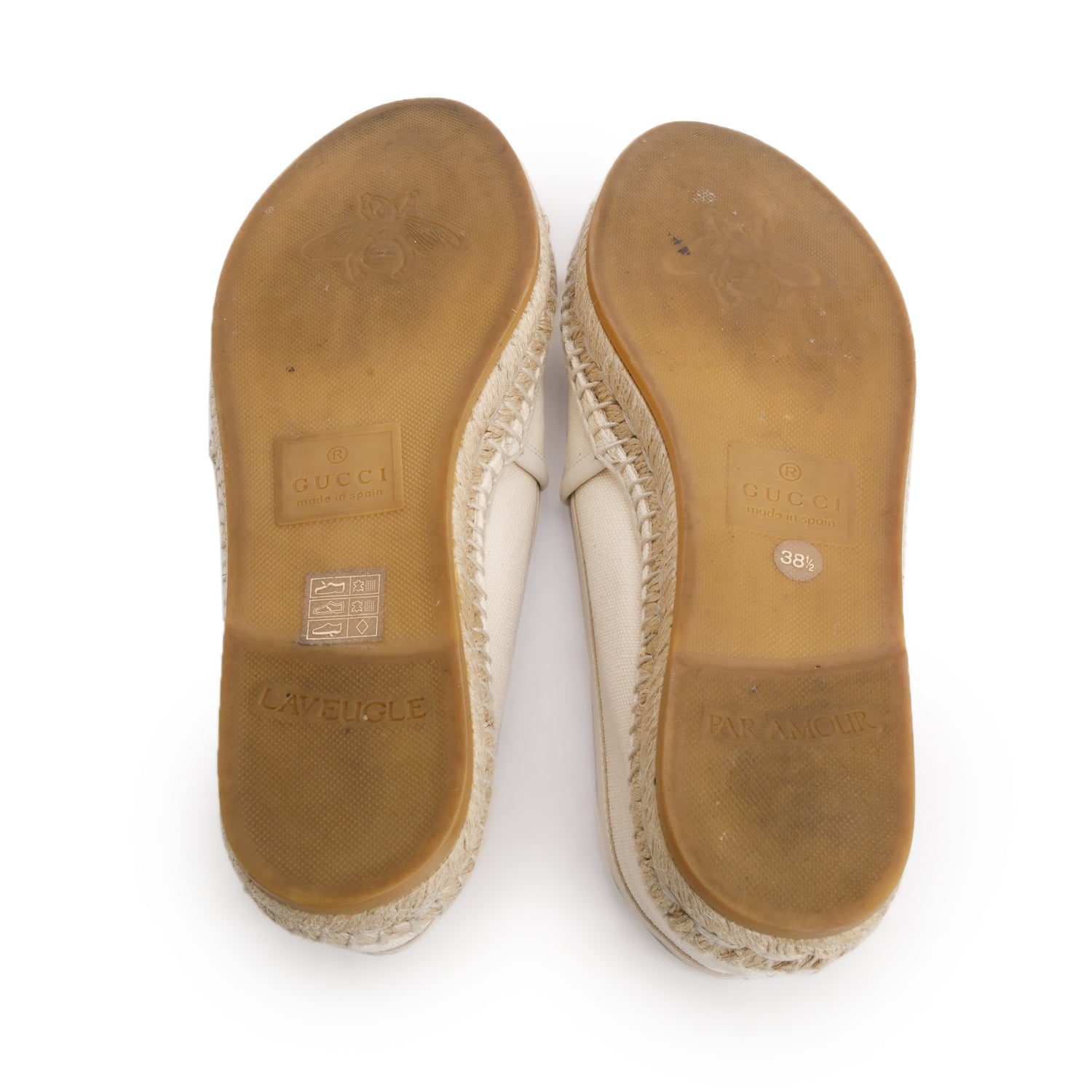 Gucci Cream Canvas Logo Espadrilles, Women's Size 38.5