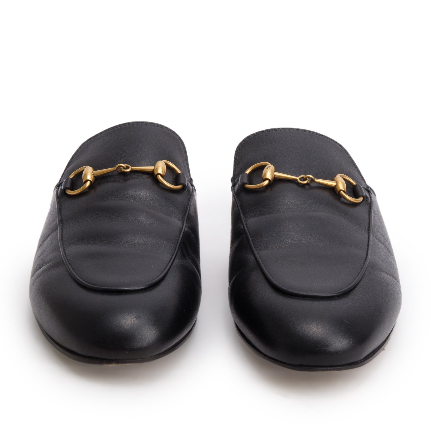 Gucci Black Calfskin Princetown Horsebit Slippers, Women's Size 39.5