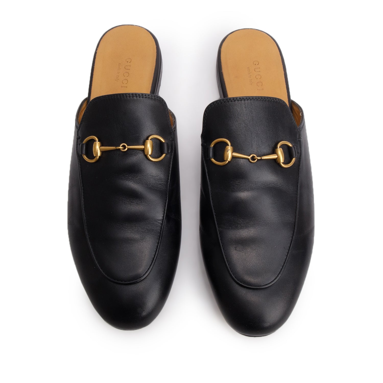 Gucci Black Calfskin Princetown Horsebit Slippers, Women's Size 39.5