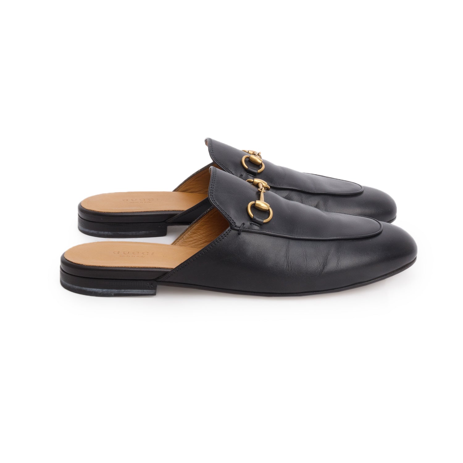 Gucci Black Calfskin Princetown Horsebit Slippers, Women's Size 39.5