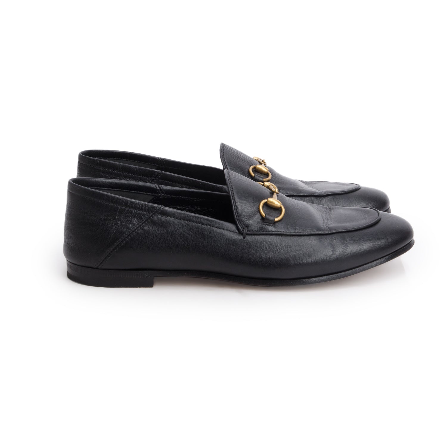 Gucci Black Calfskin Brixton Horsebit Loafers, Women's Size 38.5