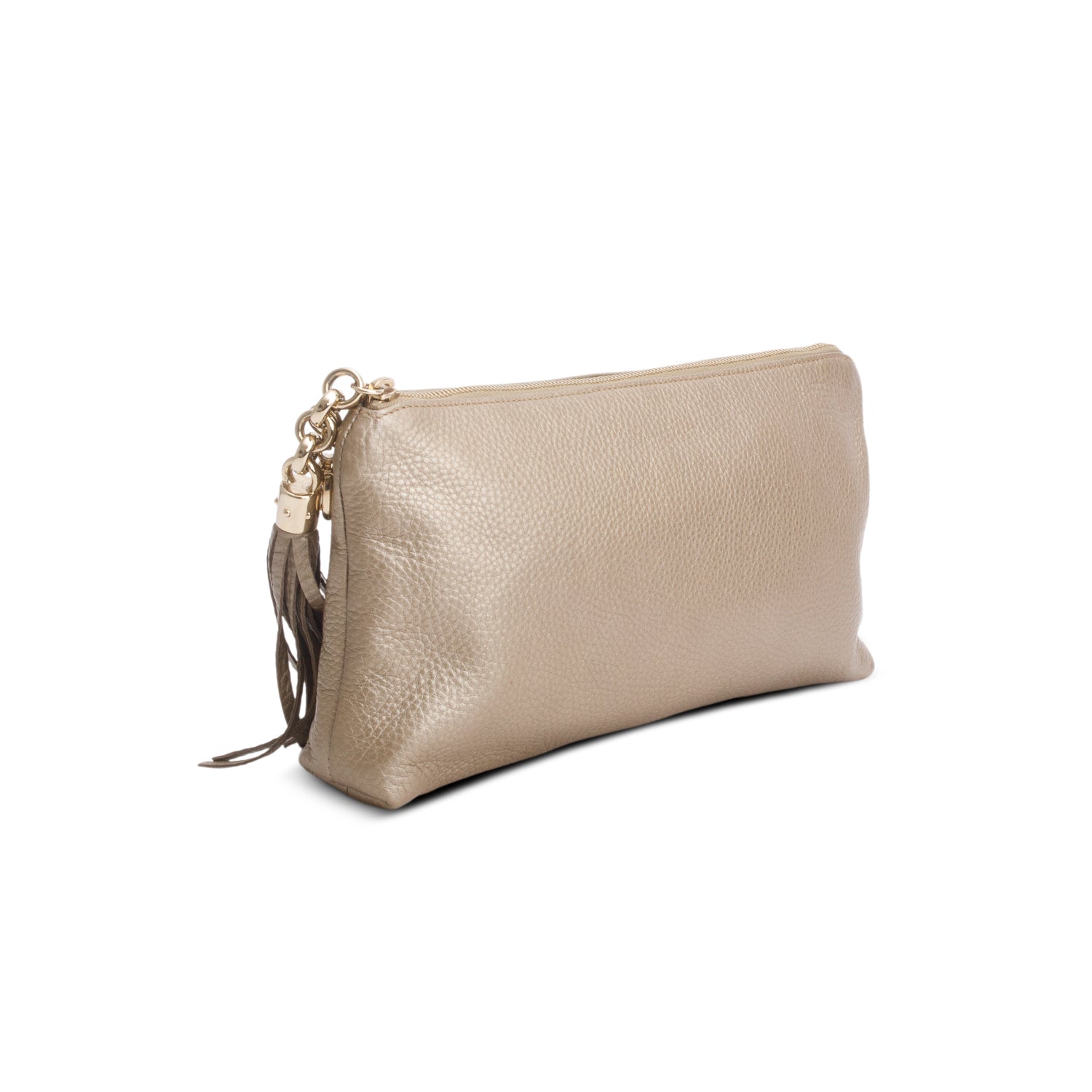 Gucci Metallic Gold Pebbled Calfskin Sienna Tassel Clutch