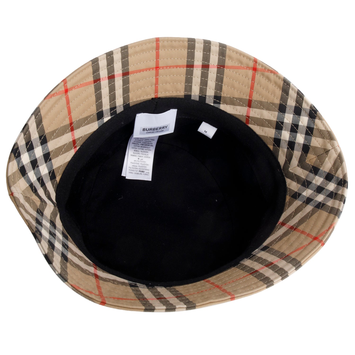 Burberry Beige Technical Cotton Vintage Check Bucket Hat, Size M