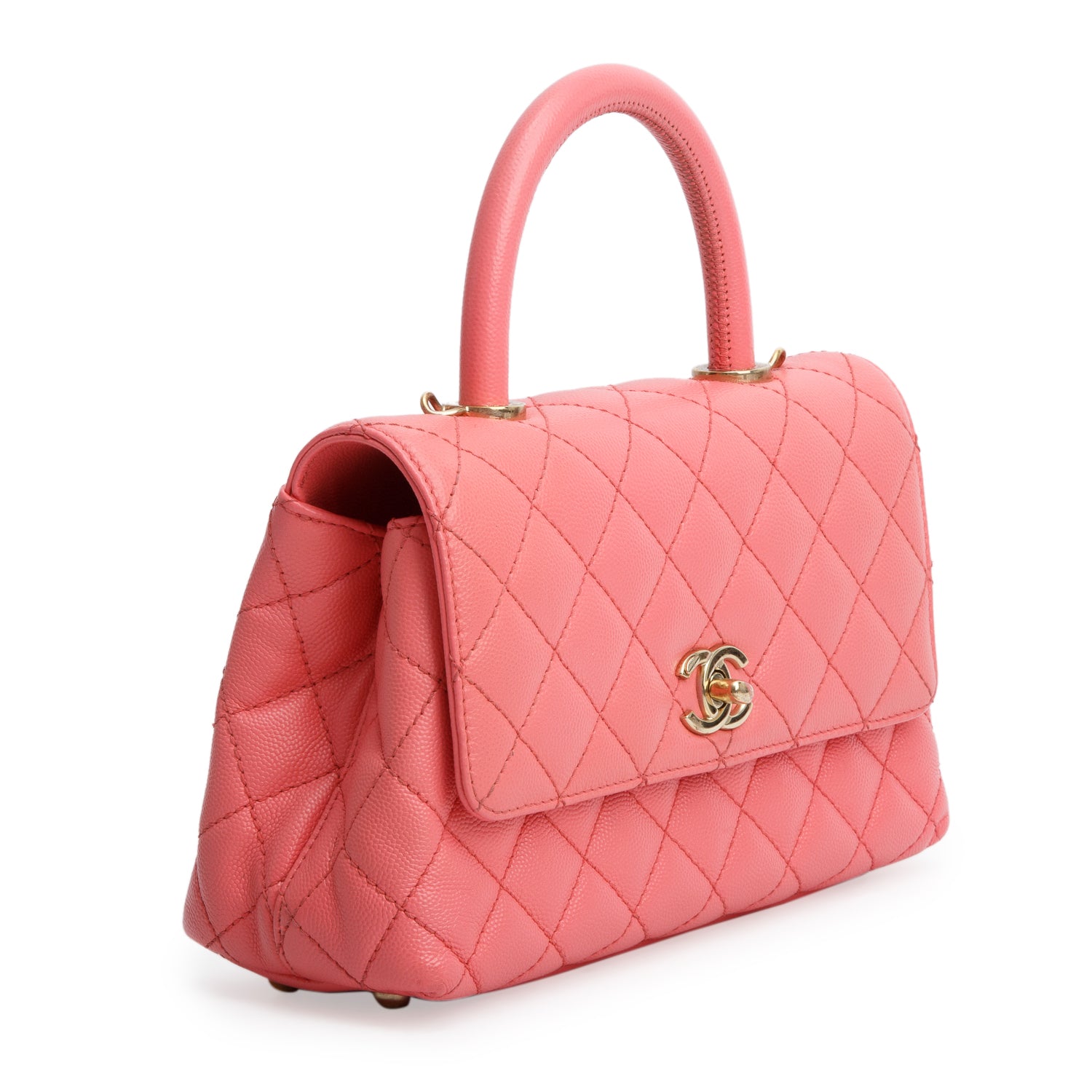 Chanel Pink Caviar Quilted Mini Coco Handle Flap w/ Box & Strap