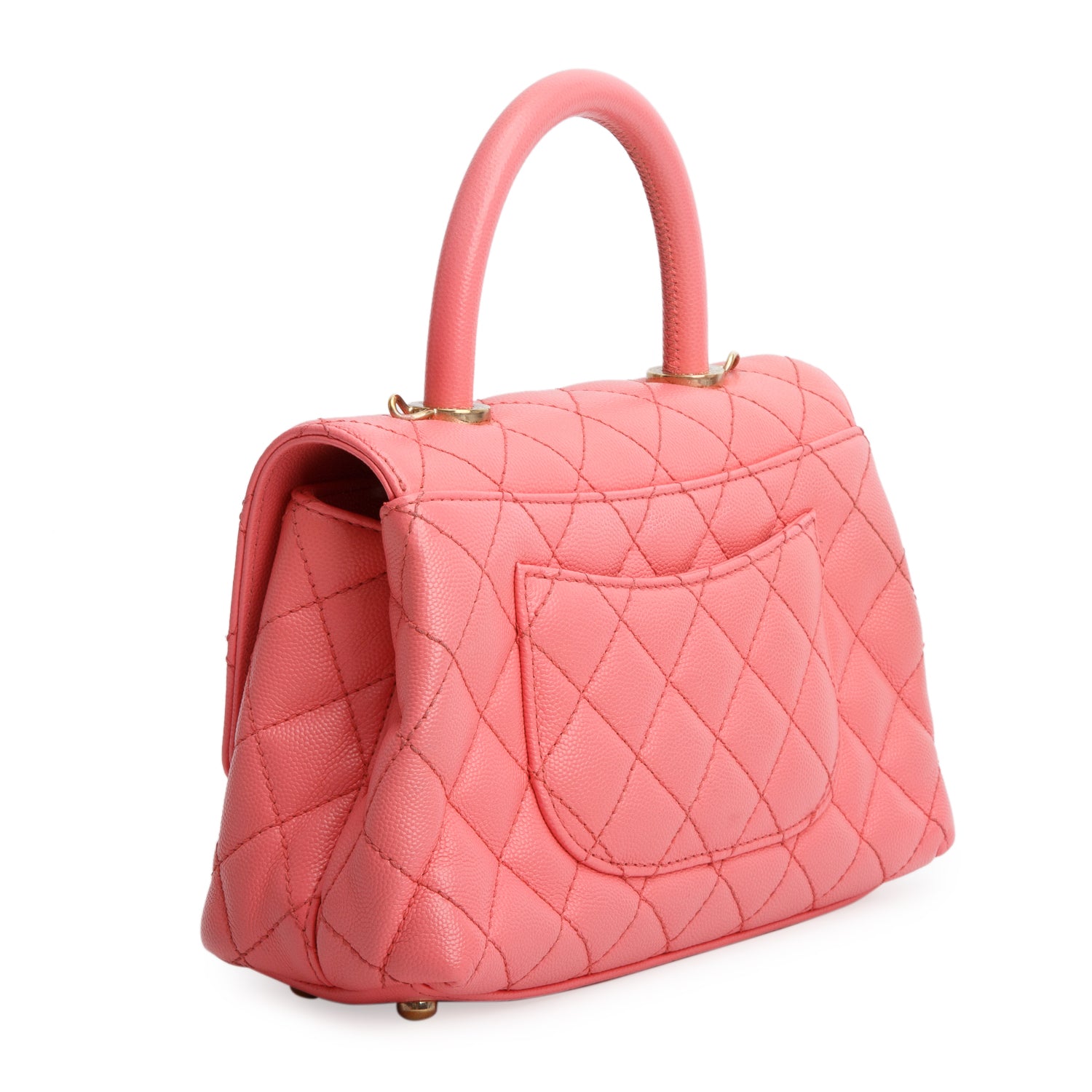 Chanel Pink Caviar Quilted Mini Coco Handle Flap w/ Box & Strap