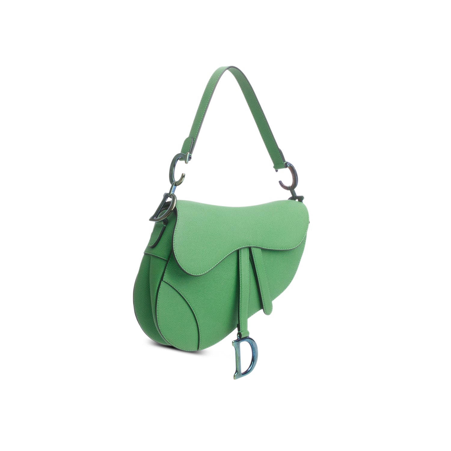 Christian Dior 2021 Green Grained Calfskin Saddle Bag
