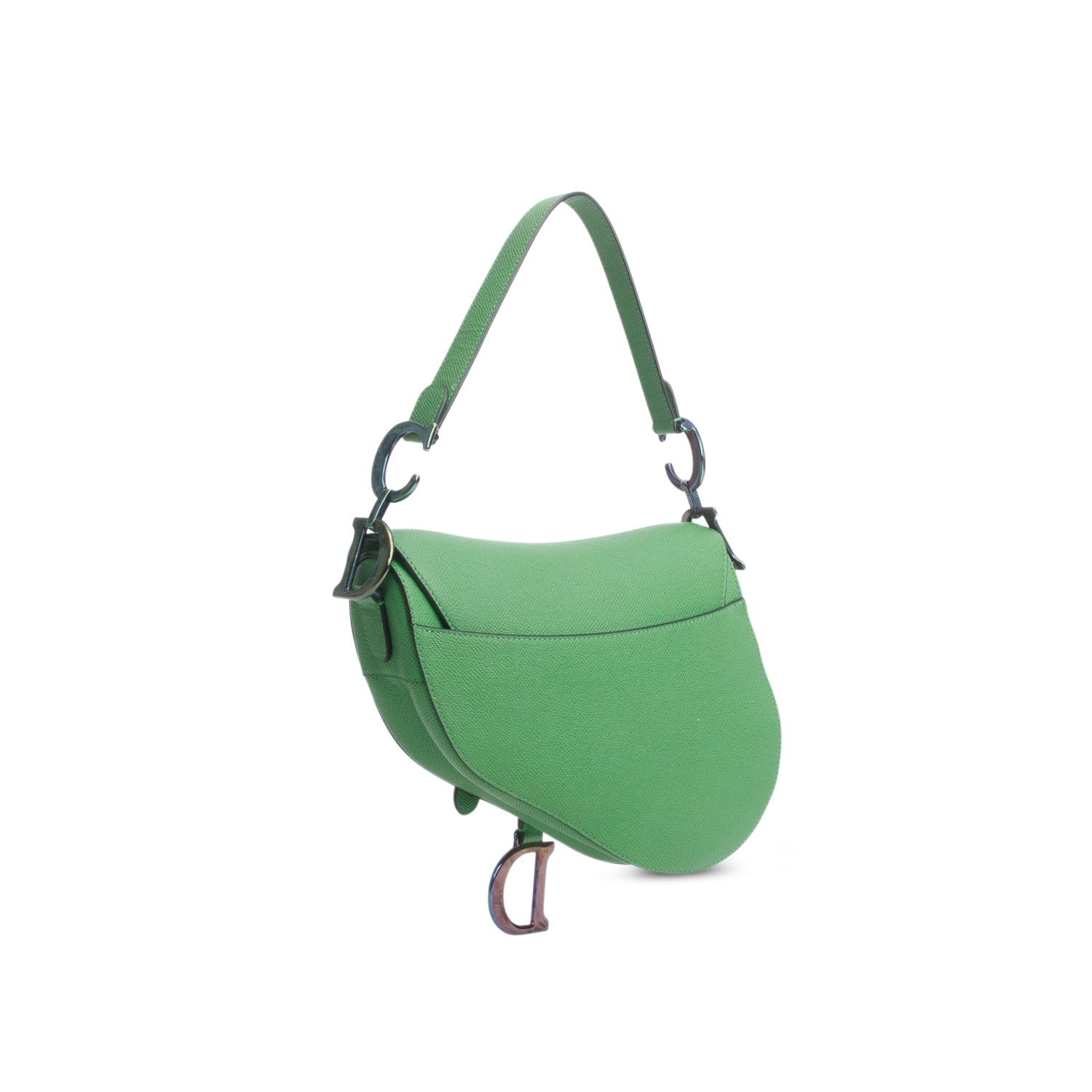Christian Dior 2021 Green Grained Calfskin Saddle Bag