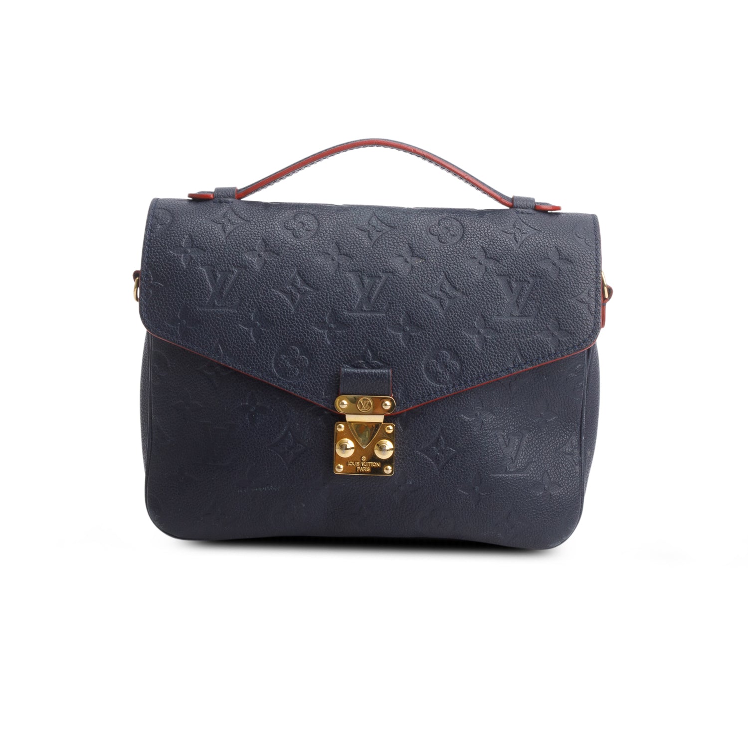Louis Vuitton Blue Monogram Empreinte Leather Pochette Metis w/ Strap