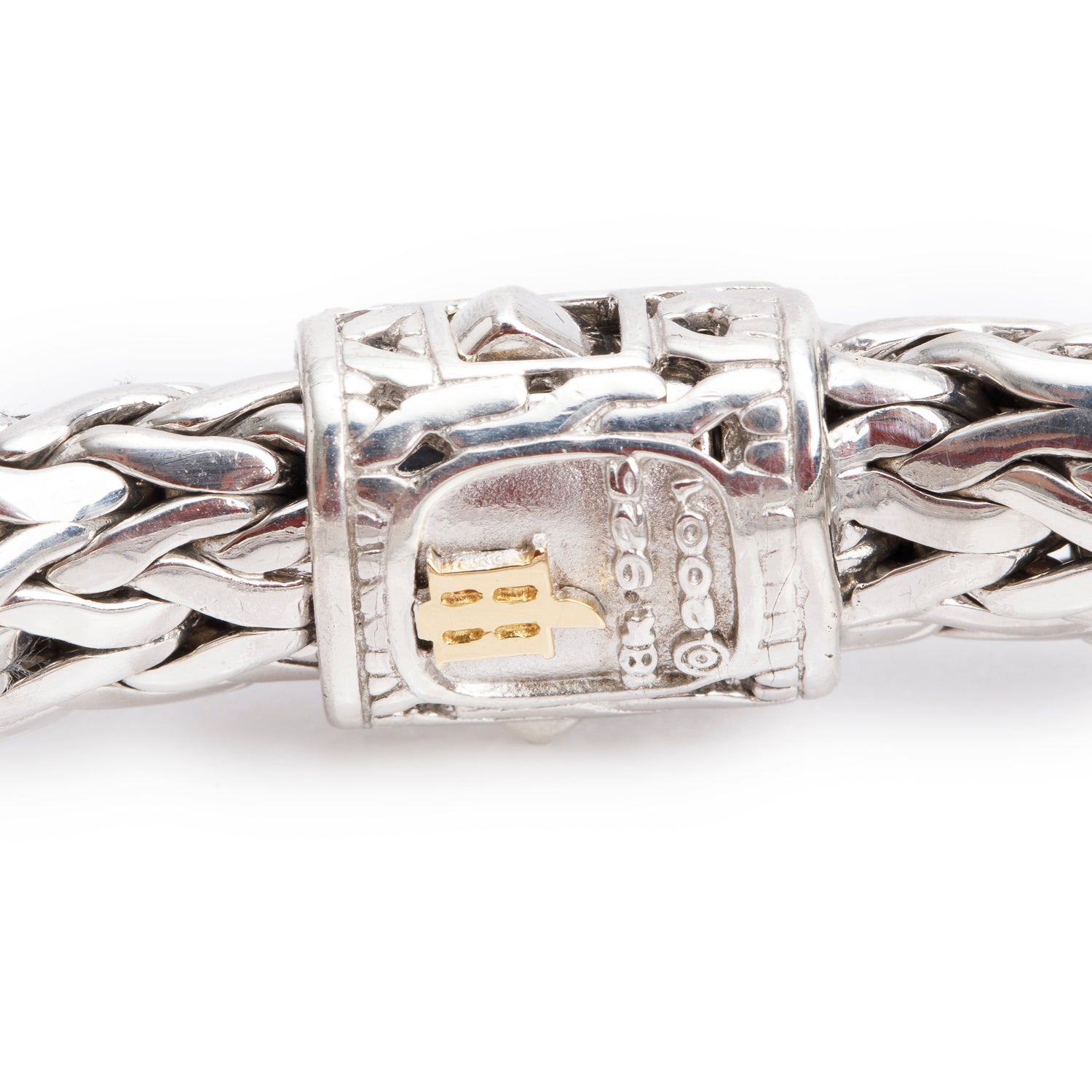 John Hardy Sterling Silver & 18k Yellow Gold Pave Diamond Classic Icon 11 MM Chain Bracelet