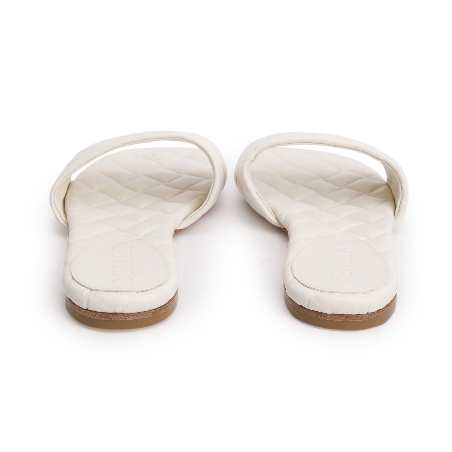 Bottega Veneta White Nappa Padded Flat Sandals, Size 34