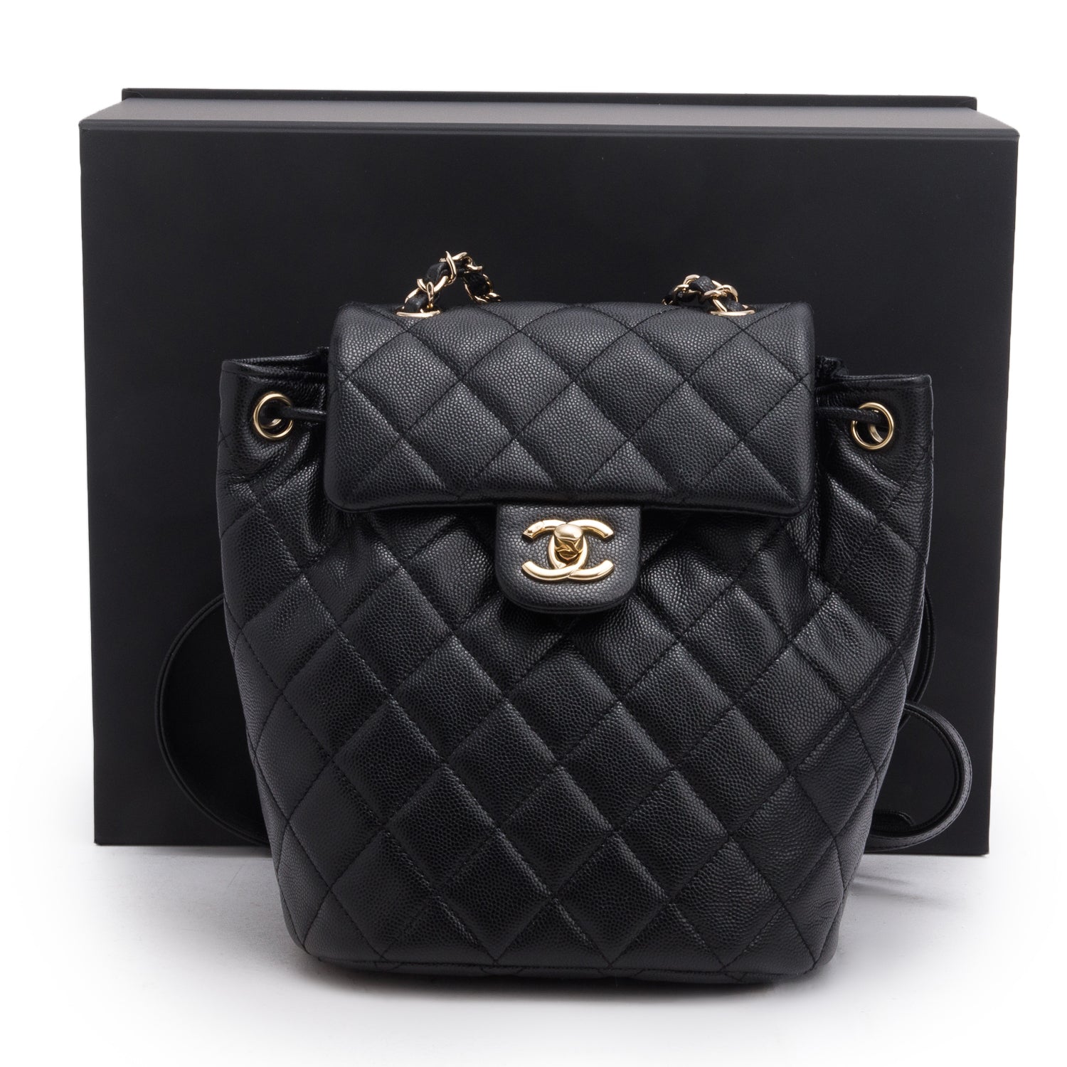 Chanel 2025 Black Caviar Quilted Mini Urban Spirit Backpack w/ Box & Receipt
