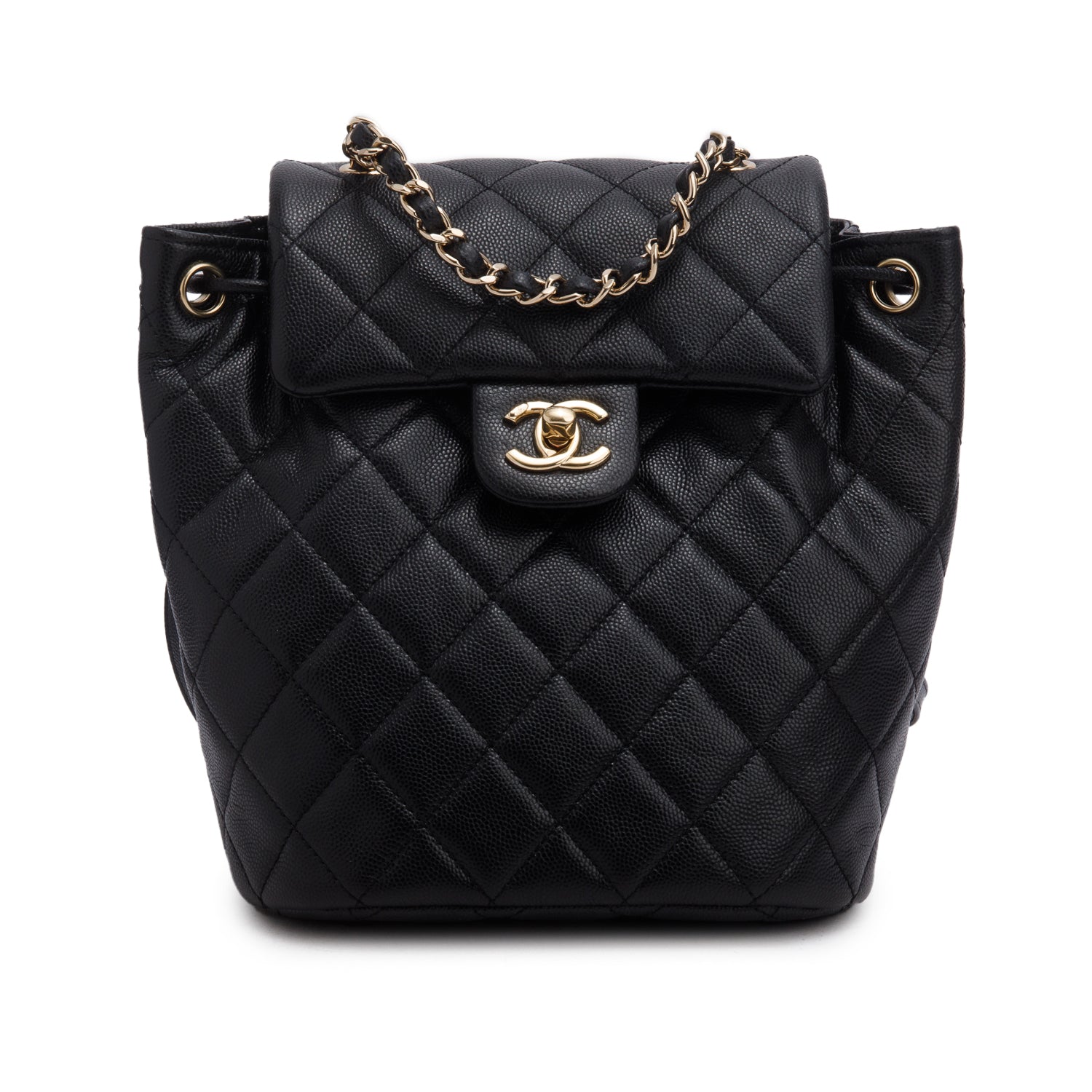 Chanel 2025 Black Caviar Quilted Mini Urban Spirit Backpack 