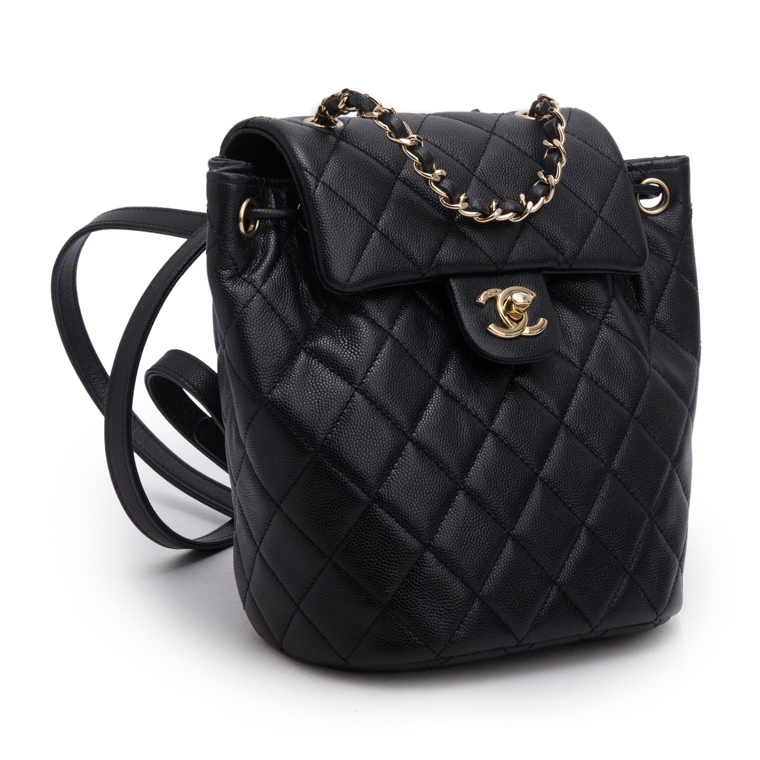 Chanel 2025 Black Caviar Quilted Mini Urban Spirit Backpack w/ Box & Receipt