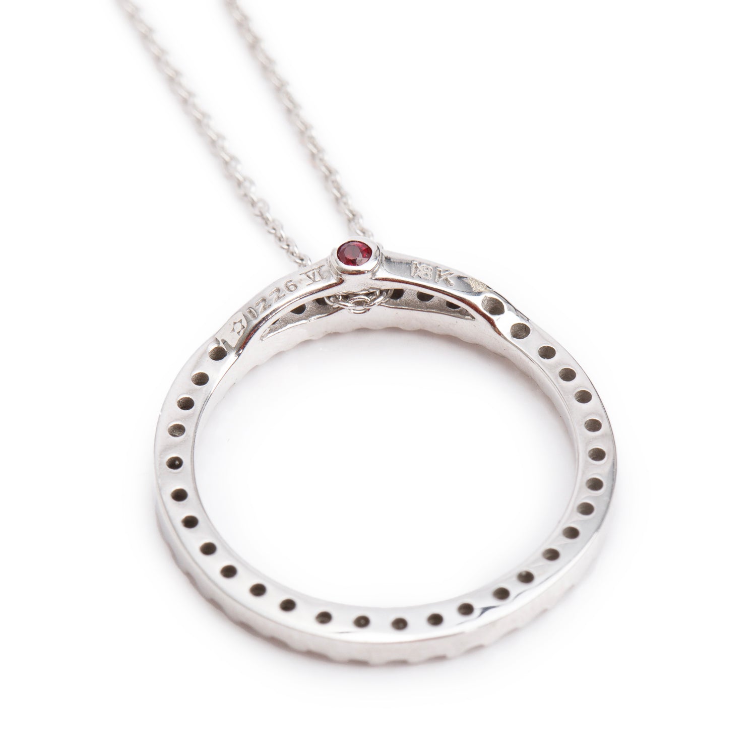 Roberto Coin 18k White Gold Diamond Tiny Treasures 20 MM Circle of Life Pendant Necklace