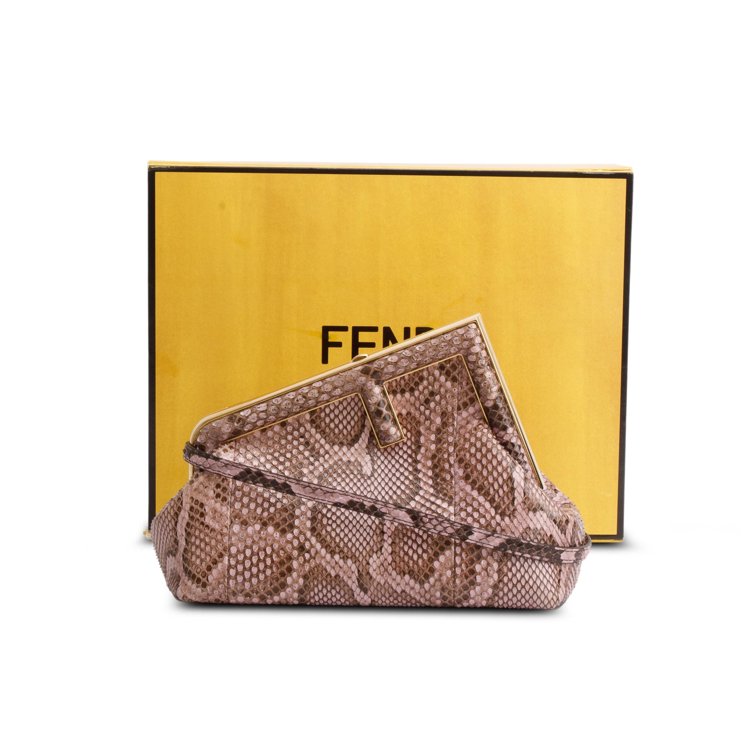 Fendi 2022 Pink Python Small Fendi First w/ Box, Receipt & Strap