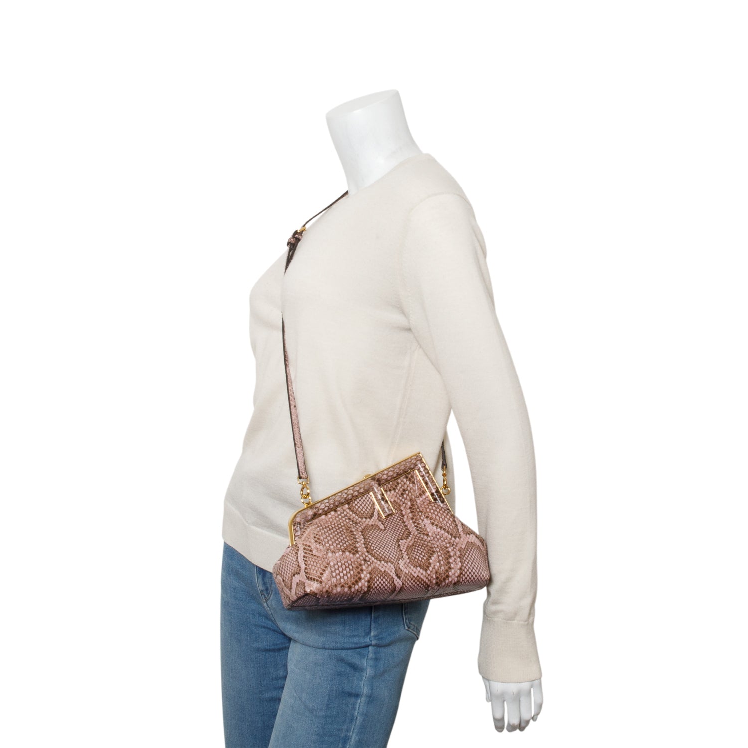 Fendi 2022 Pink Python Small Fendi First w/ Box, Receipt & Strap