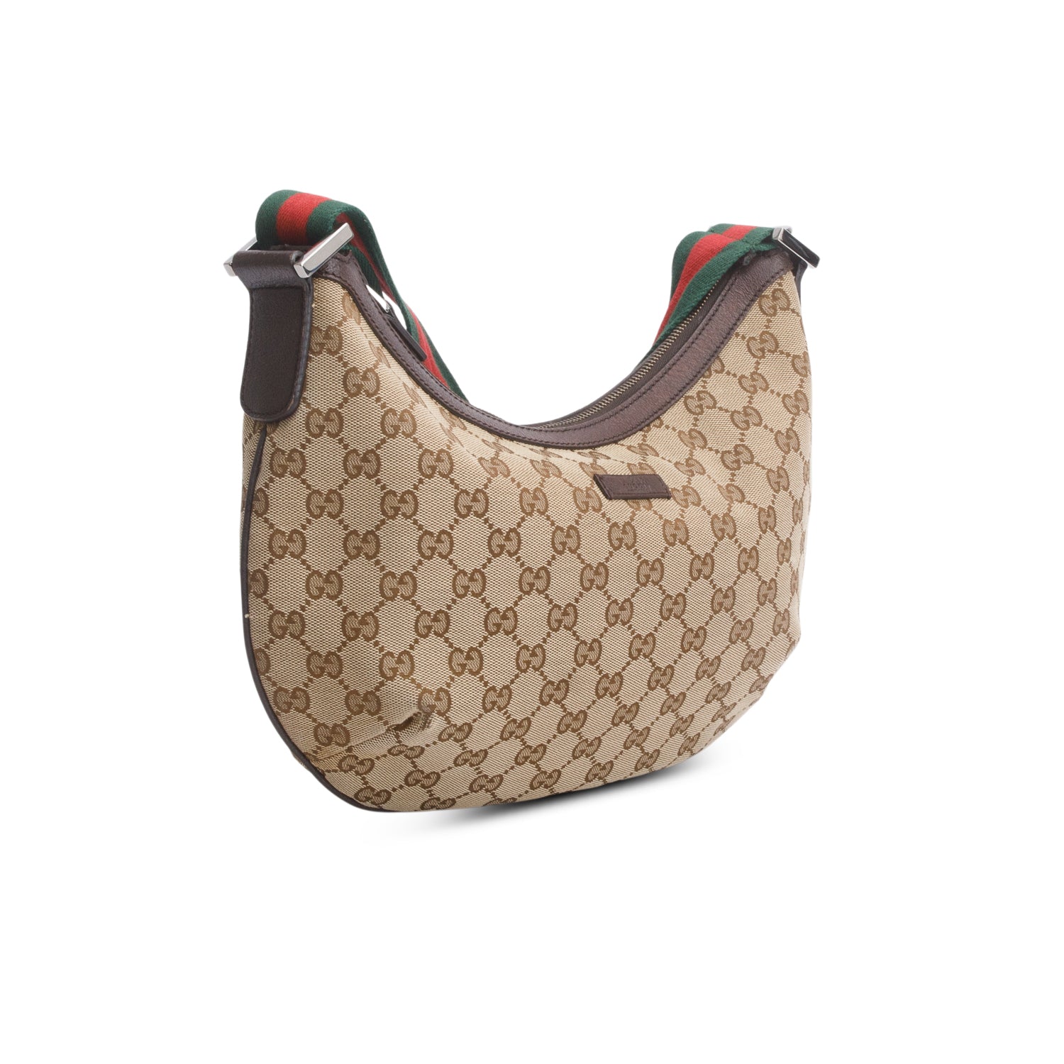 Gucci Monogram Web Medium Half Moon Hobo