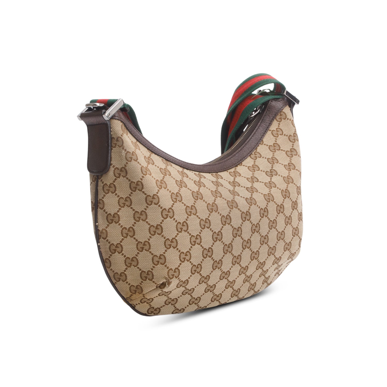 Gucci Monogram Web Medium Half Moon Hobo
