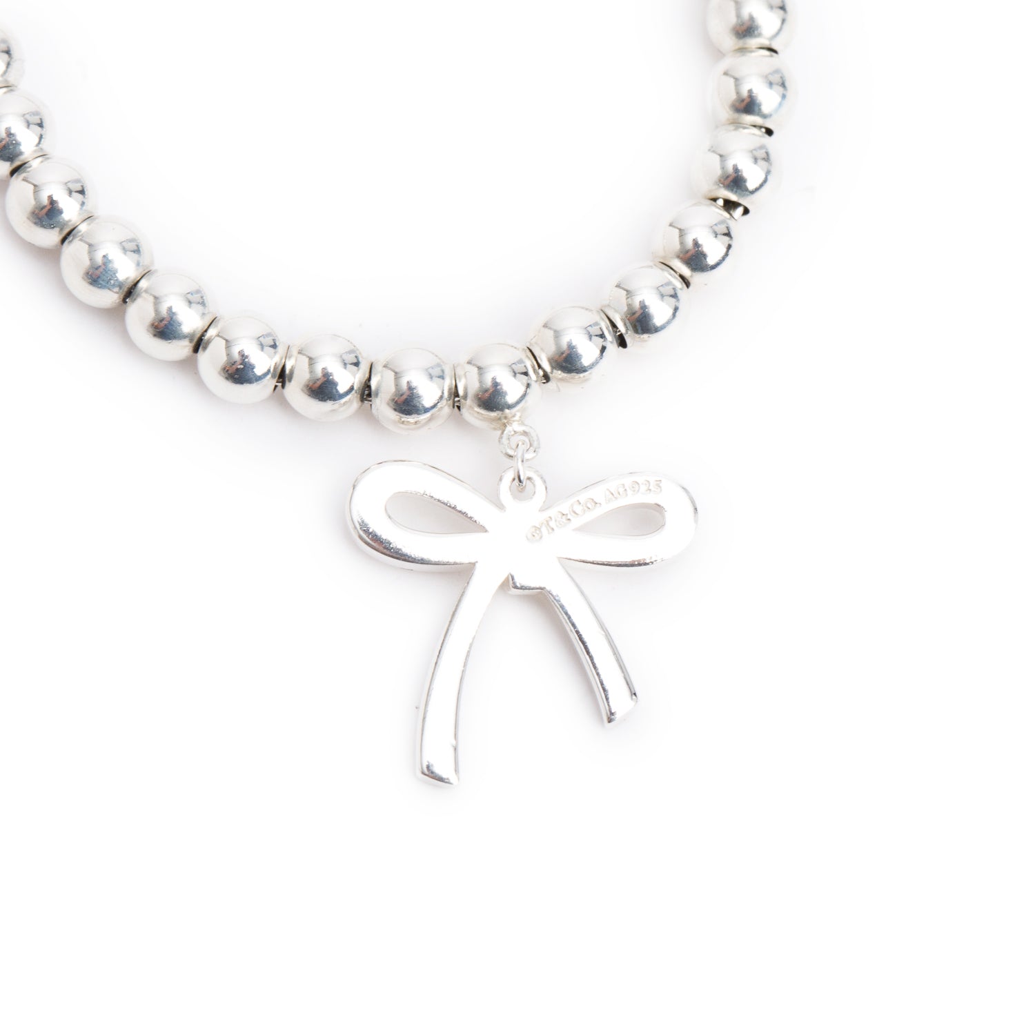 Tiffany & Co. Sterling Silver Mini Bow 4 MM Bead Bracelet
