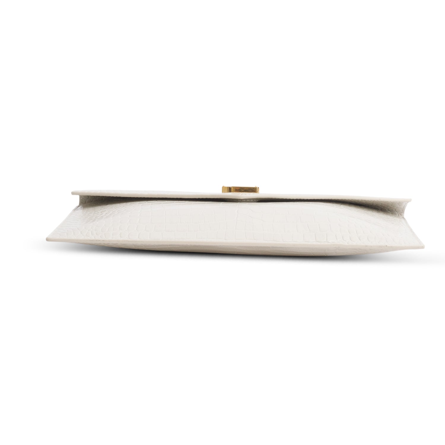 Saint Laurent 2022 Cream Calfskin Croc Embossed Uptown Monogram Pouch