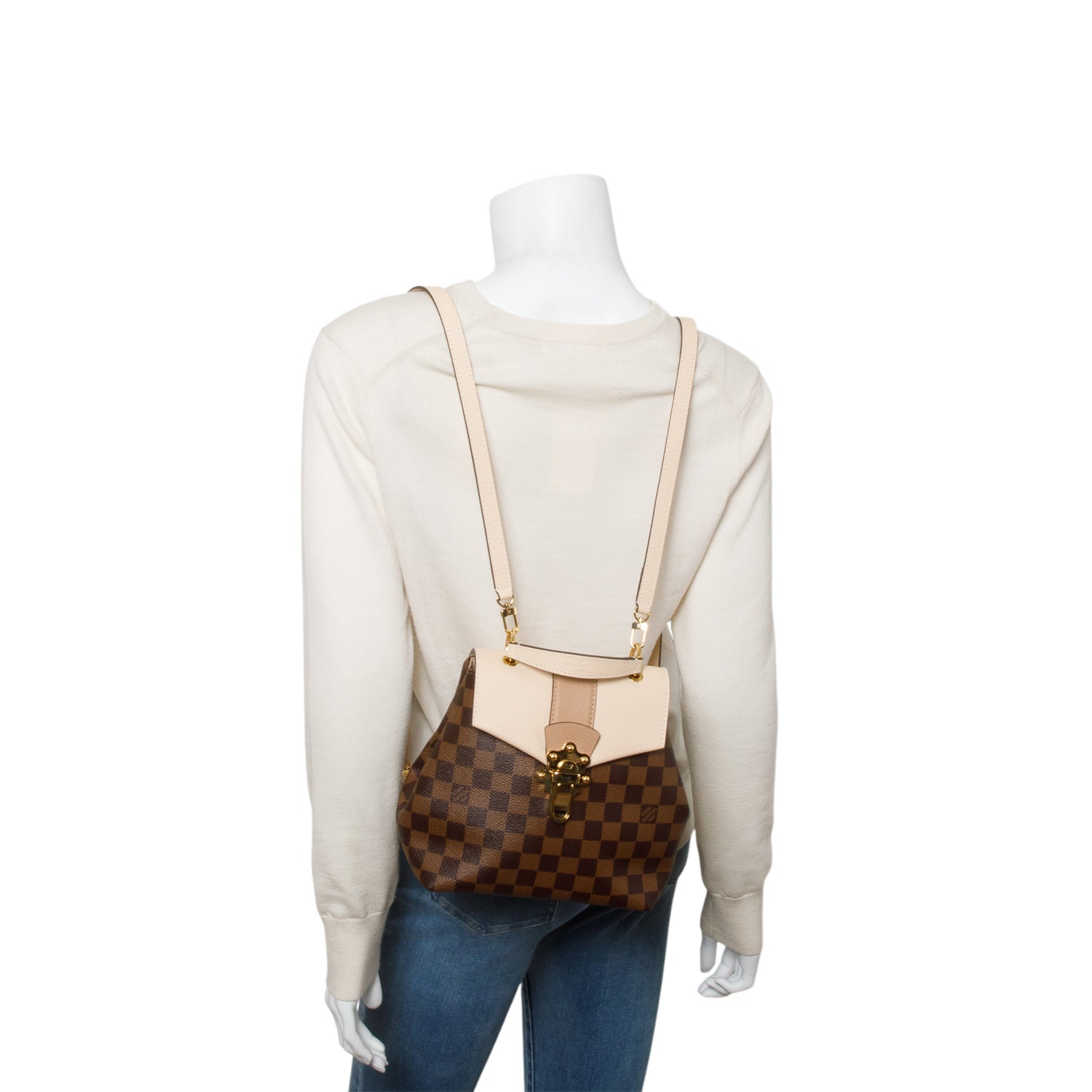 Louis Vuitton 2020 Cream Damier Ebene Clapton Backpack