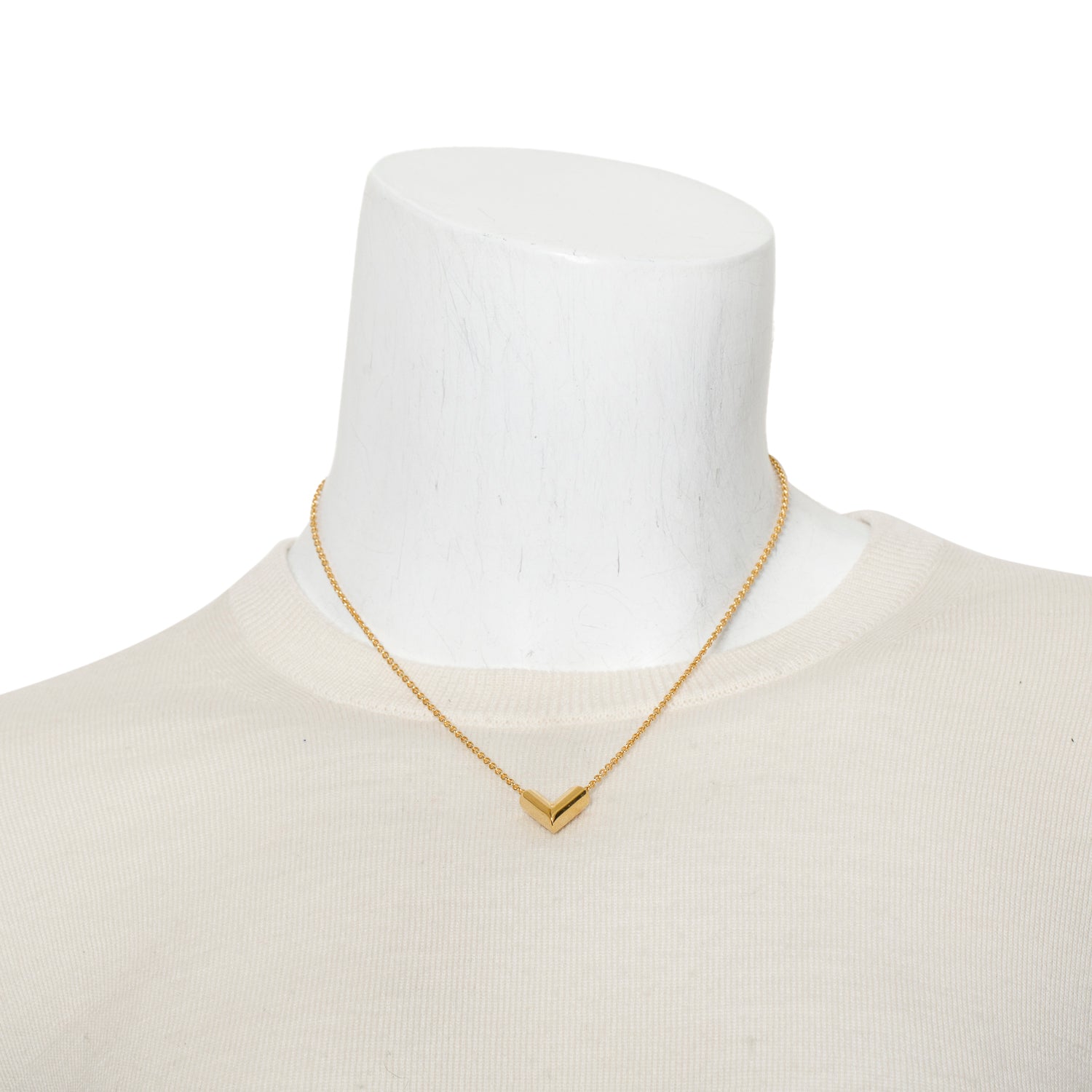 Louis Vuitton Gold-Tone Metal Essential V Pendant Necklace w/ Box