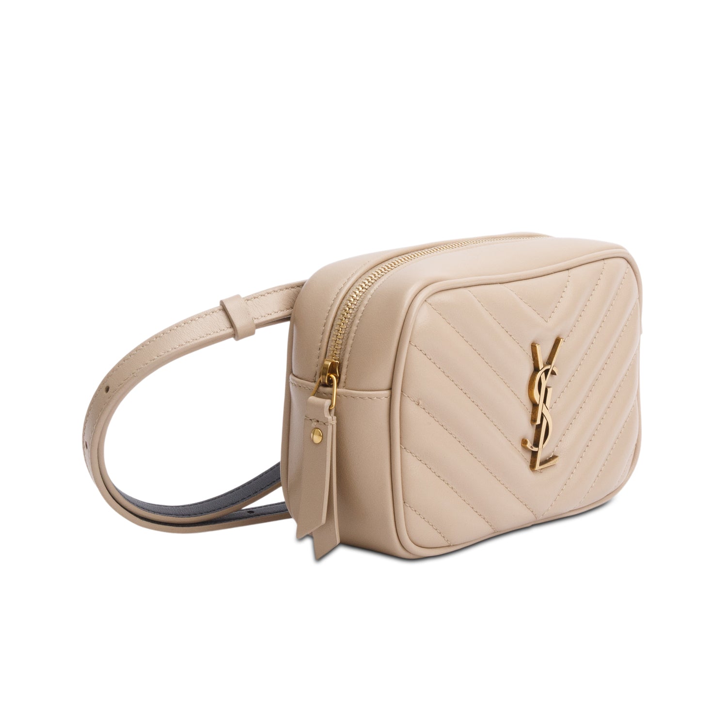 Saint Laurent 2020 Beige Calfskin Matelasse Monogram Lou Belt Bag