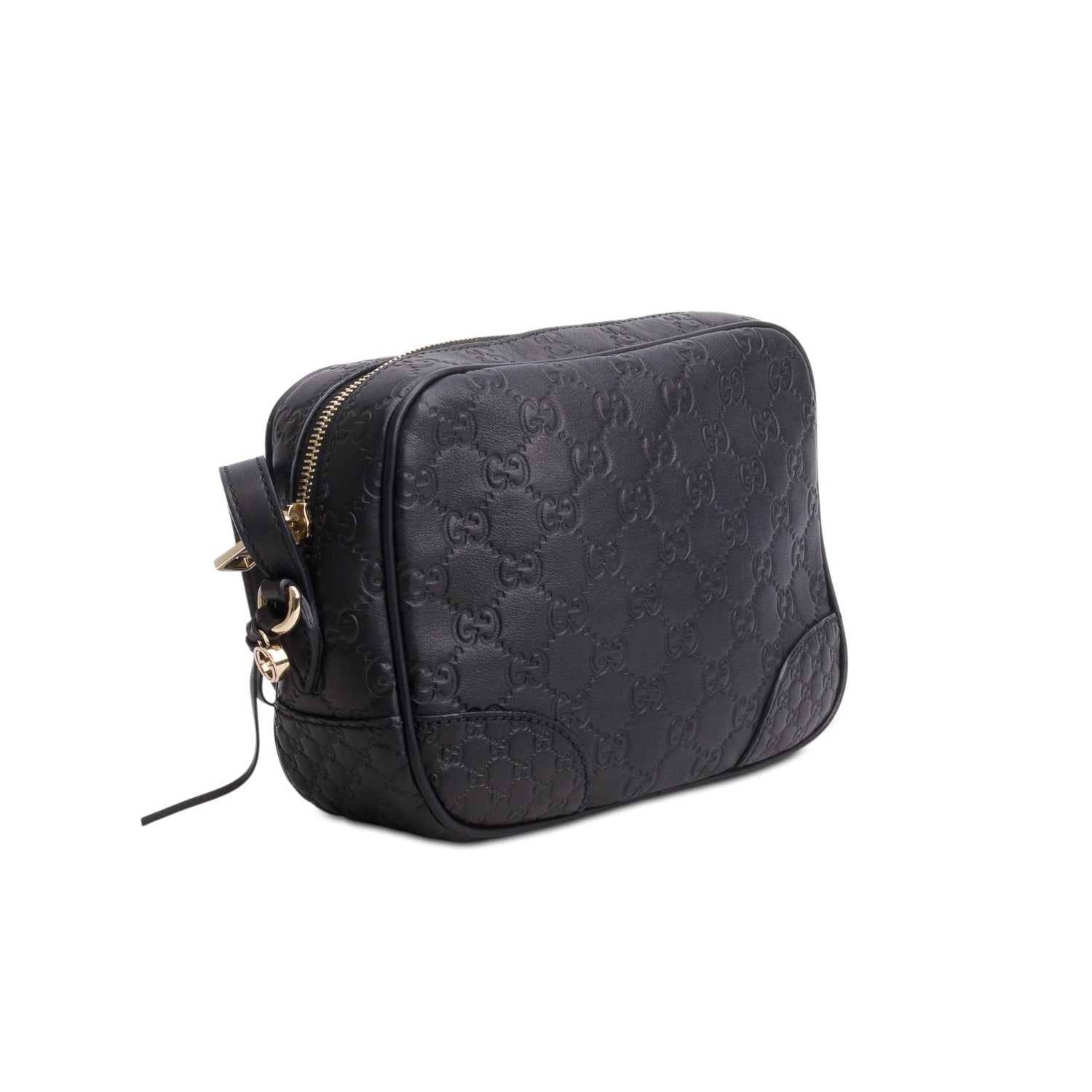 Gucci Black Soft Leather Signature Mini Bree Messenger Bag