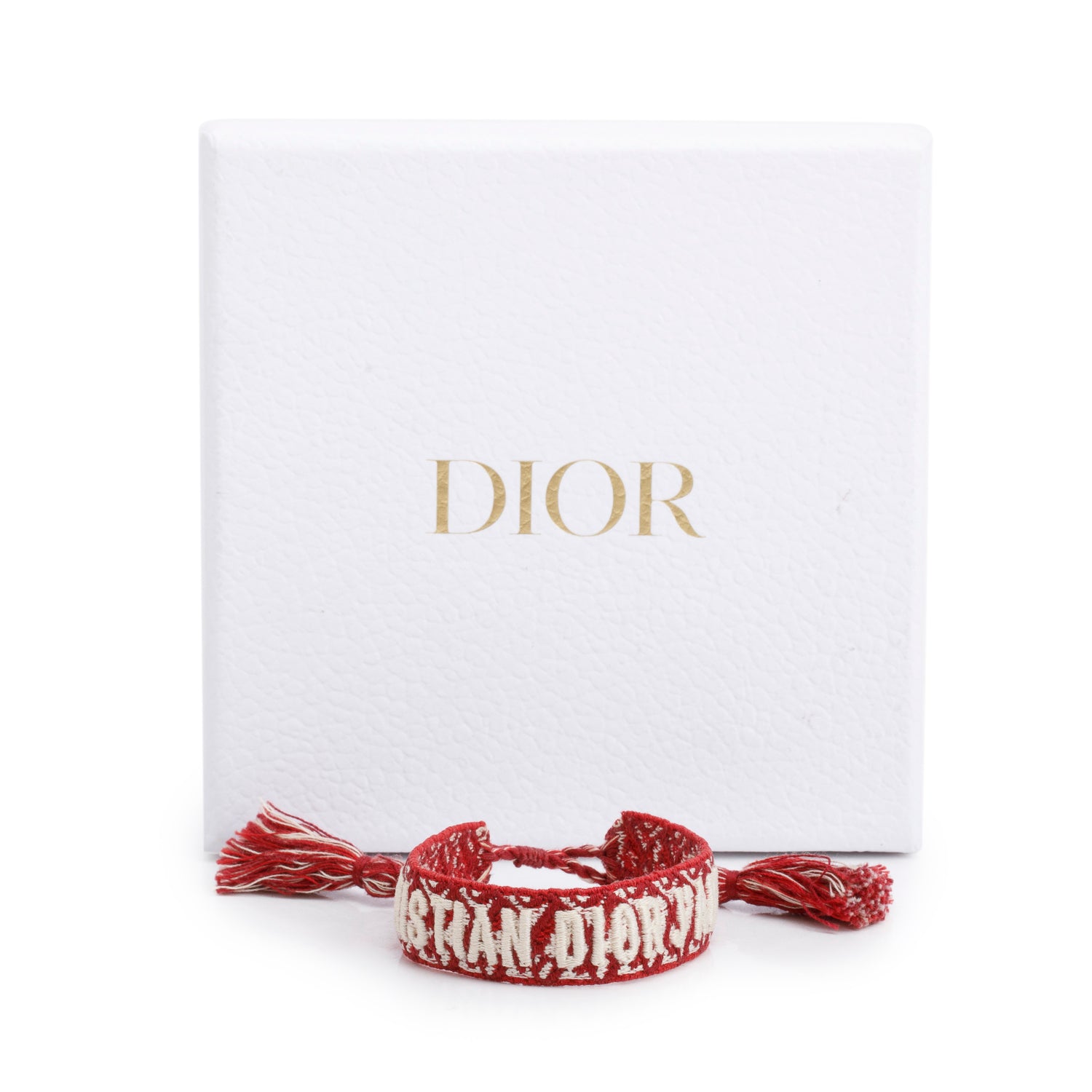 Christian Dior Burgundy Woven Cotton Oblique J'Adior Friendship Bracelet w/ Box